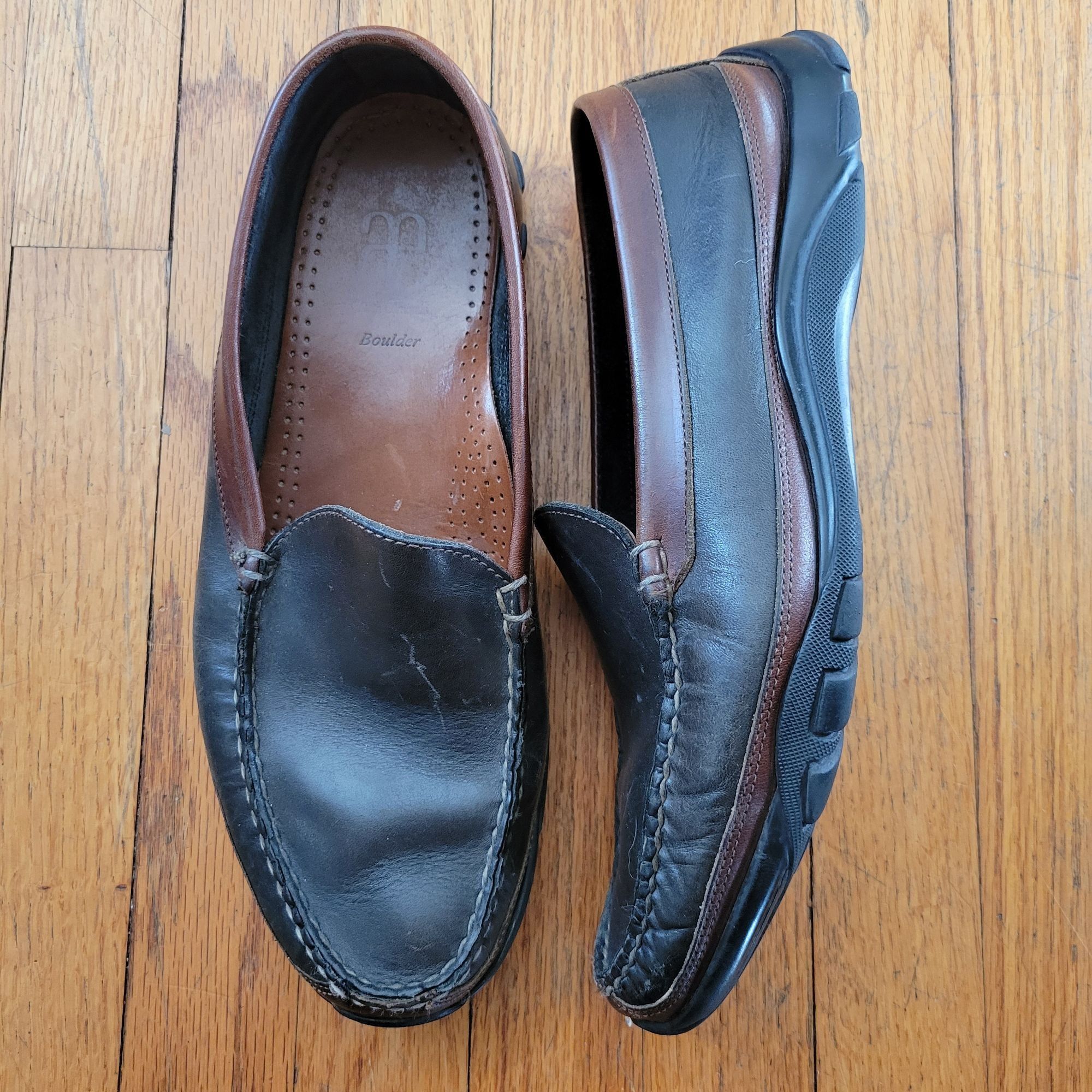 Allen Edmonds Boulder 11 3E Brown Black Leather Slip On Loaf