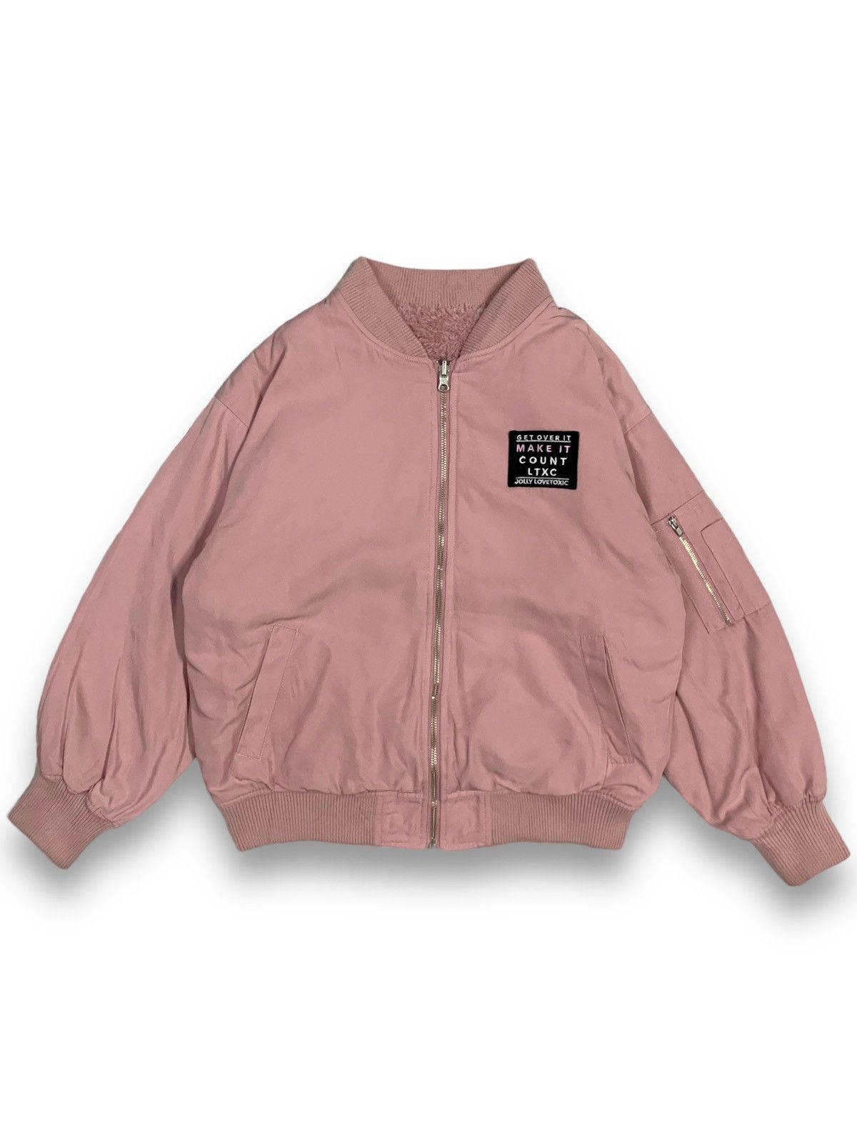 Hysteric Glamour Japanese Love Toxic Pink Reversible Fleece Bomber Jacket Size L / US 10 / IT 46 - 1 Thumbnail