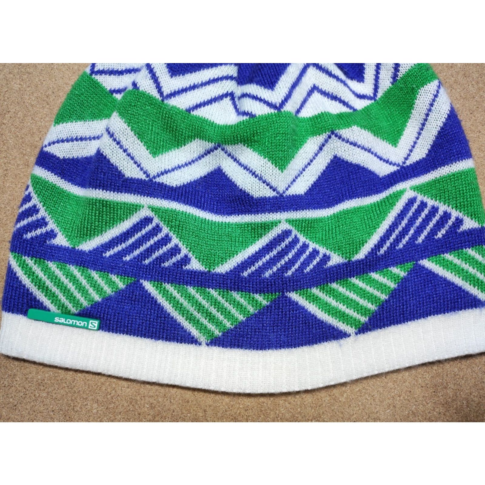 Salomon VINTAGE Salomon Beanie Hat One Size Pom Pom Striped Knit Size ONE SIZE - 4 Thumbnail