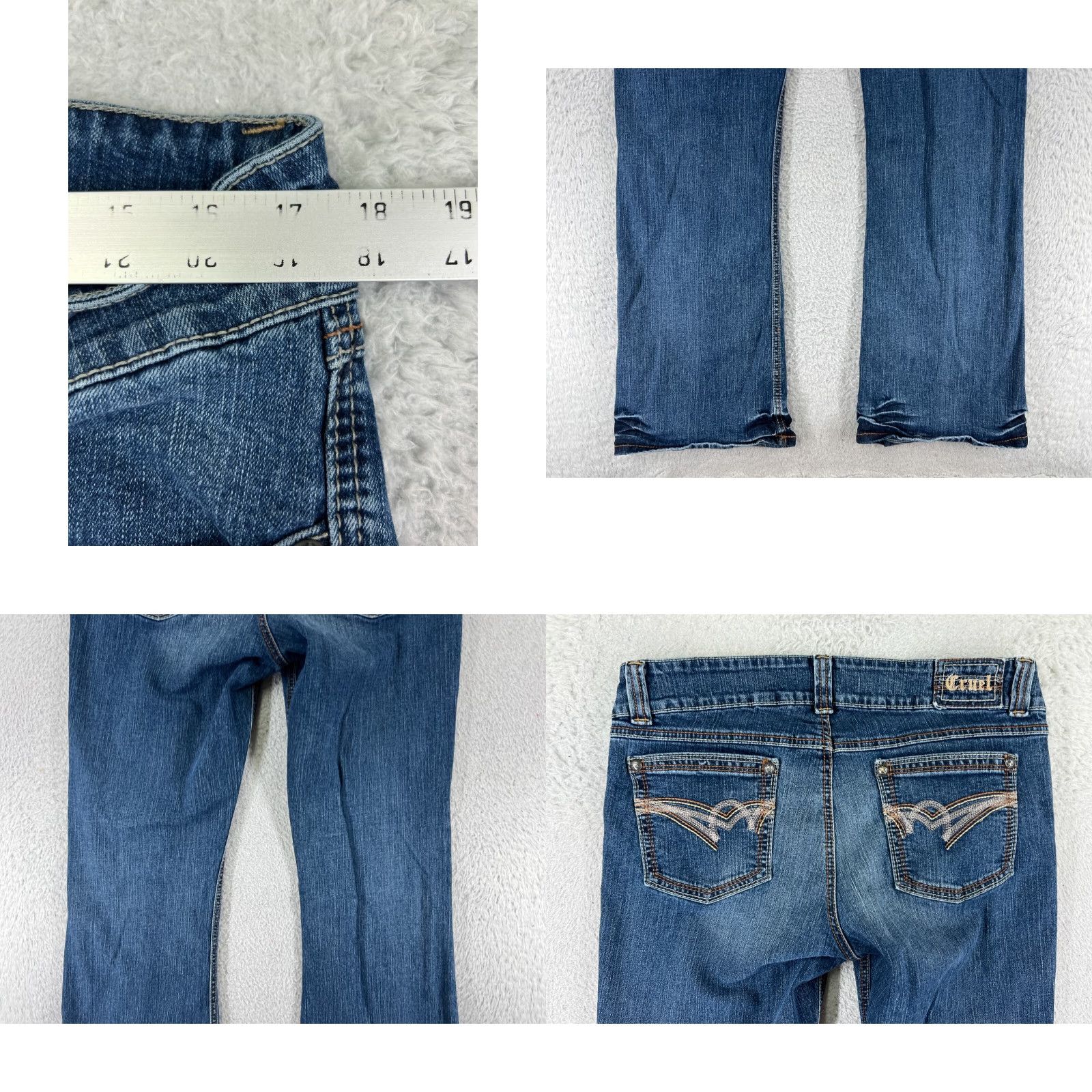 Vintage Cruel Girl Jeans Womens Bootcut Denim Blue 30x32 11 Regular Cotton Embroidered Pockets Zipper Zip Inseam 32 Size 32" / US 10 / IT 46 - 9 Thumbnail