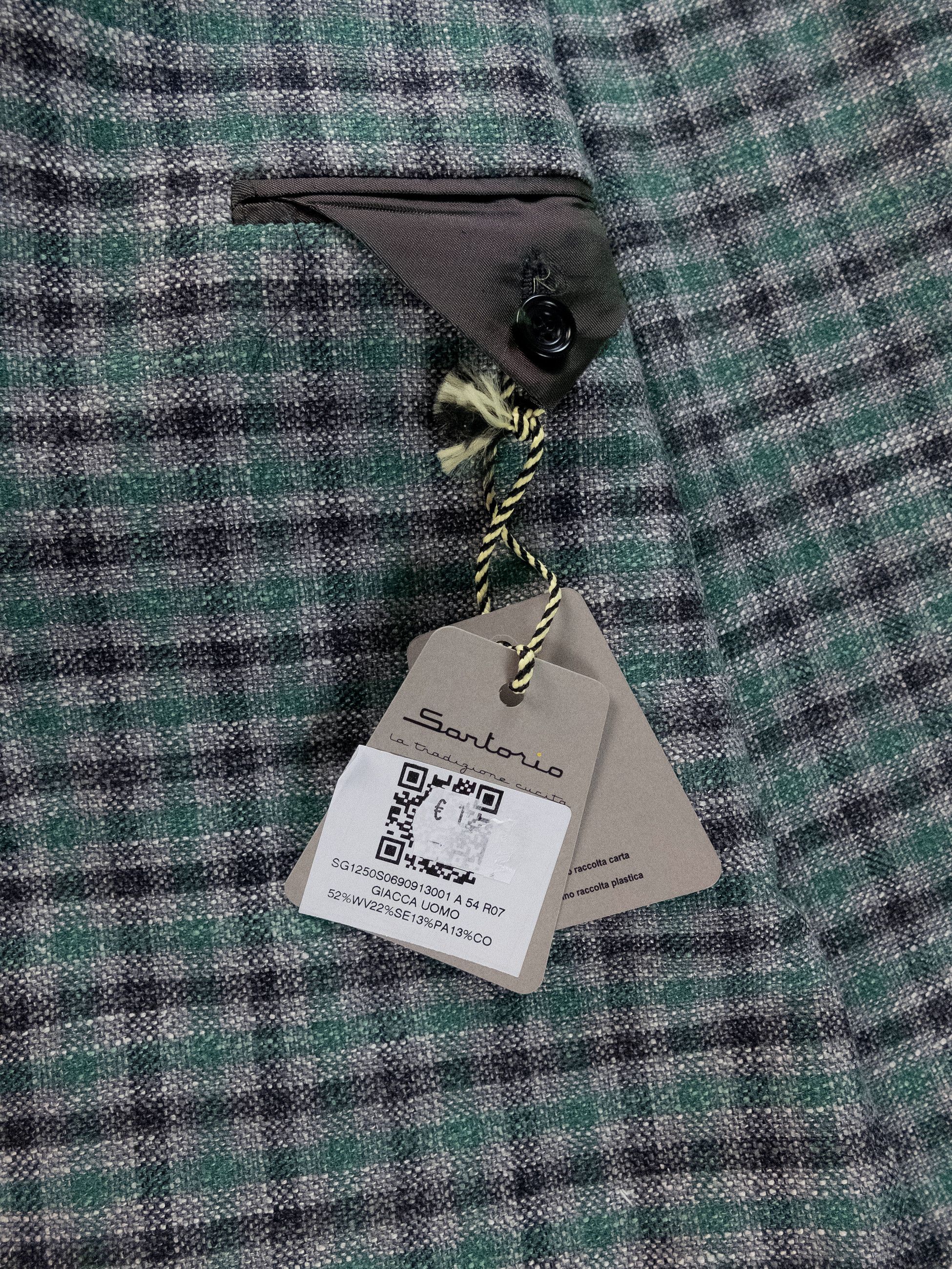 SARTORIO SARTORIO Napoli Kiton green gray plaid wool silk sportcoat Size 44R - 8 Thumbnail