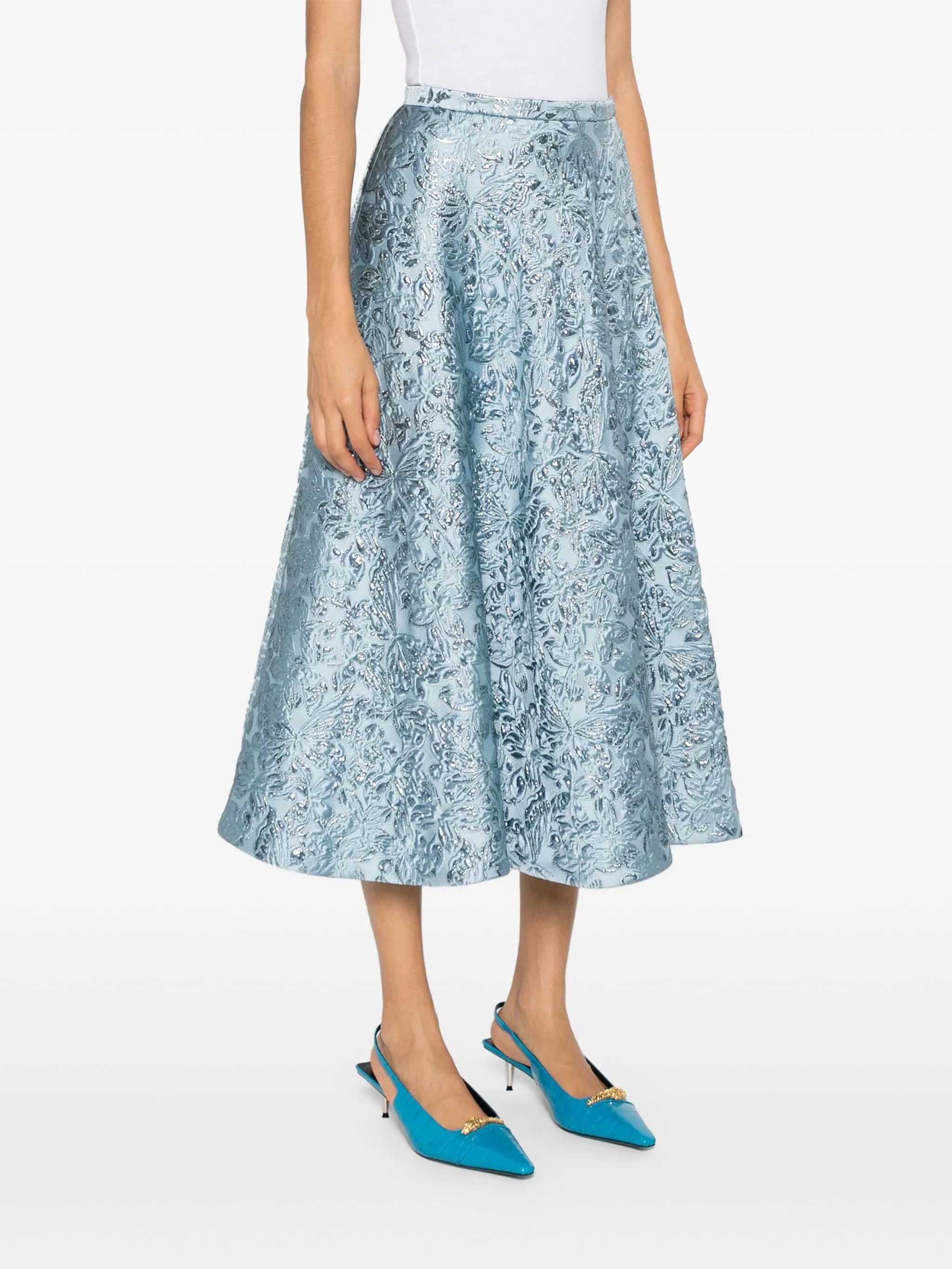 Gucci oc11z1125 Lamé Butterflies Brocade Skirt in Light Blue Size 25" / US 0 / IT 36 - 3 Thumbnail