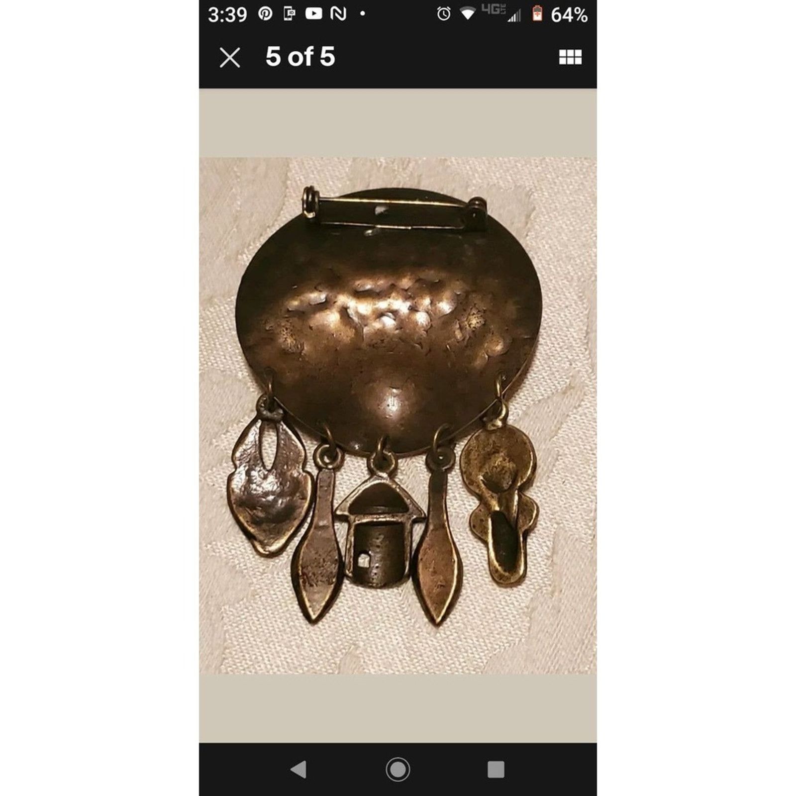 Vintage Made in Haiti~Handmade Copper Brooch Size ONE SIZE - 7 Thumbnail