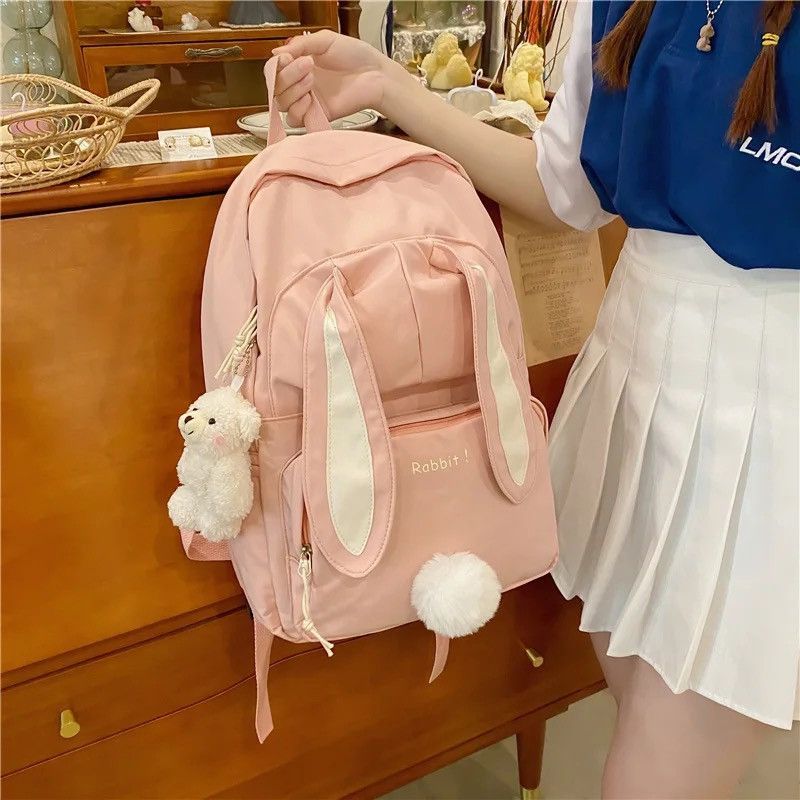 Vintage Cute Rabbit Young Girl School Backpack Size ONE SIZE - 2 Thumbnail