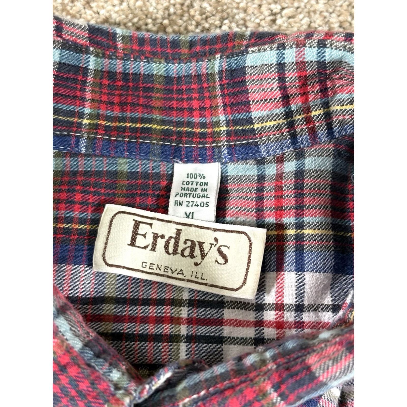 Vintage VINTAGE Erday’s Geneva ILL Red Plaid Long Sleeve Flannel 100% Cotton • Size XL Men Shirt Red Plaid Long Sleeve Button-Up Size US XL / EU 56 / 4 - 3 Thumbnail