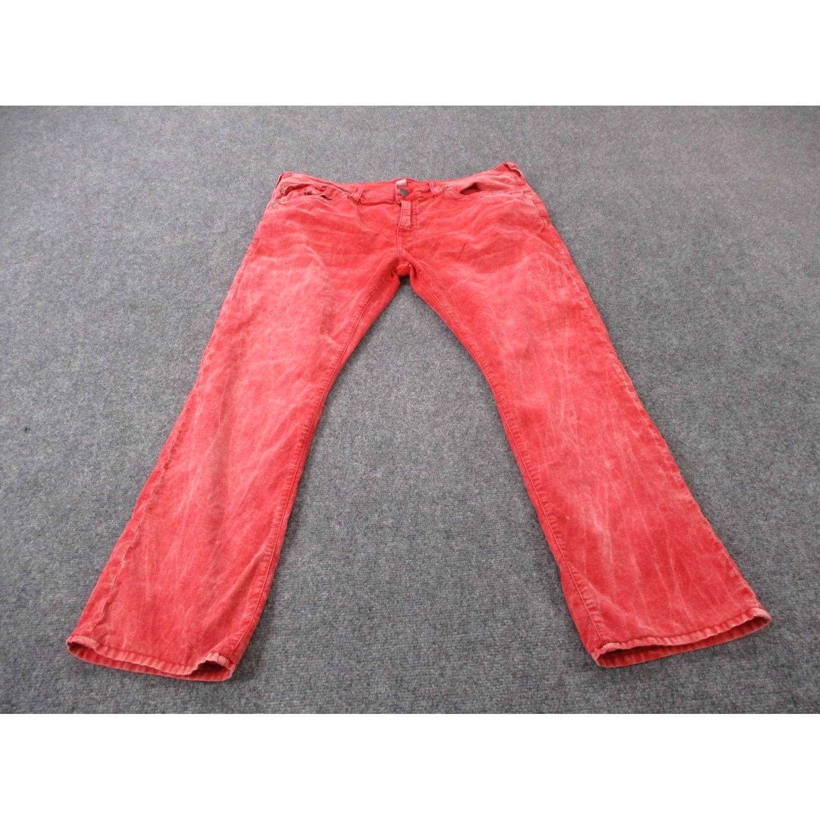 True Religion True Religion Jeans Mens 40 Red Denim Ricky Relaxed Straight Acid Wash Faded Jeans Size US 40 / EU 56 - 2 Thumbnail