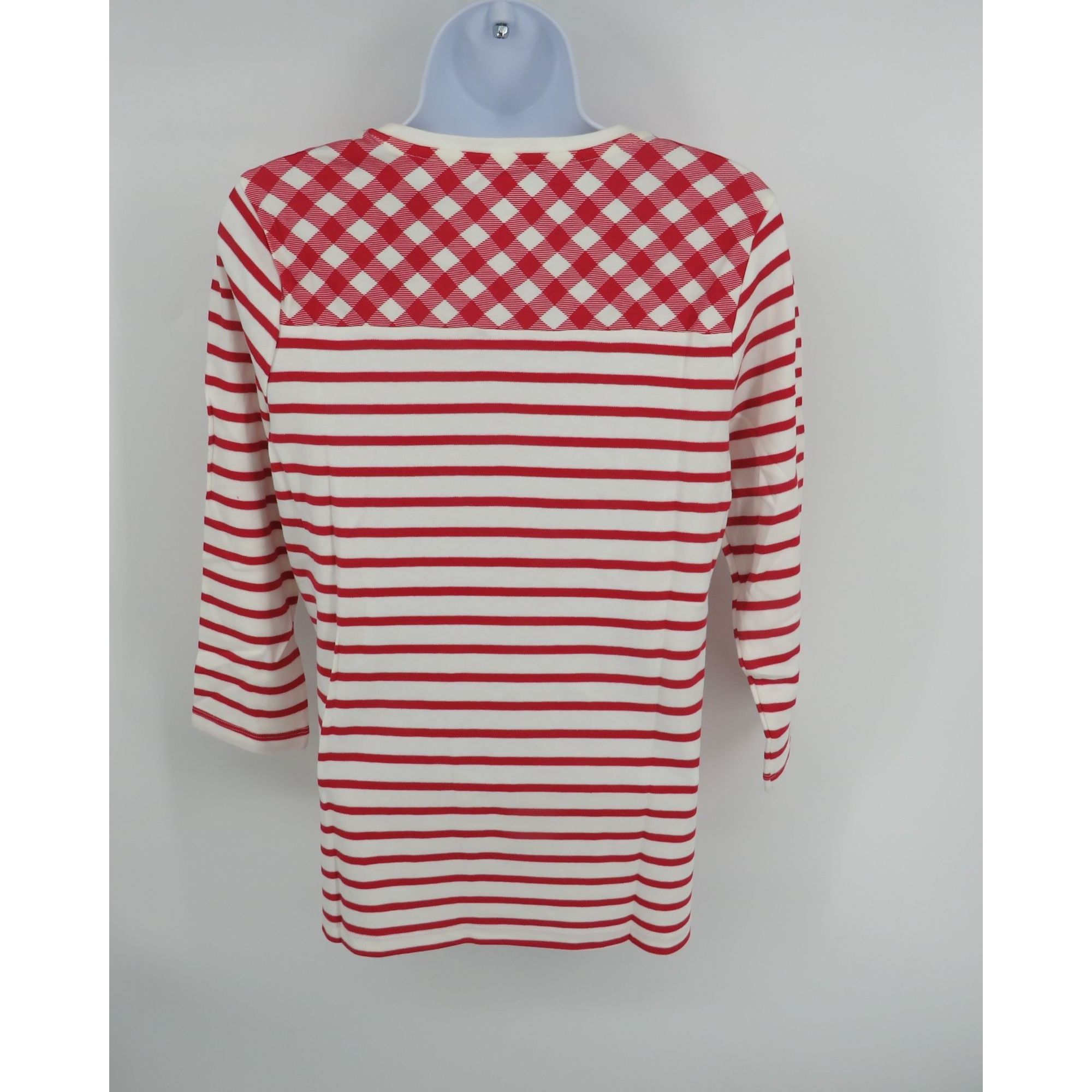 Other Kim Rogers Women's Holiday Striped Plaid Top Petite Small NW Size S / US 4 / IT 40 - 4 Thumbnail