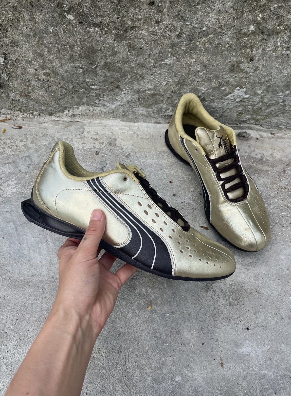 Japanese Brand × Puma × Vintage Vintage 00’s Puma Y2K “Gold” Japanese Sneakers Size US 6 / IT 36 - 1 Thumbnail