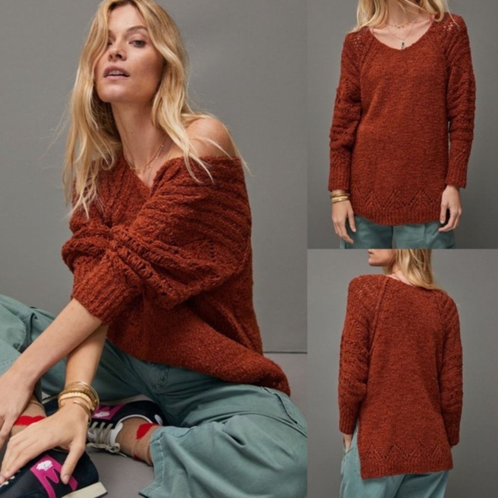 Anthropologie Anthropologie Cedar Pilcro Pointelle Tunic Sweater Size XS / US 0-2 / IT 36-38 - 5 Thumbnail