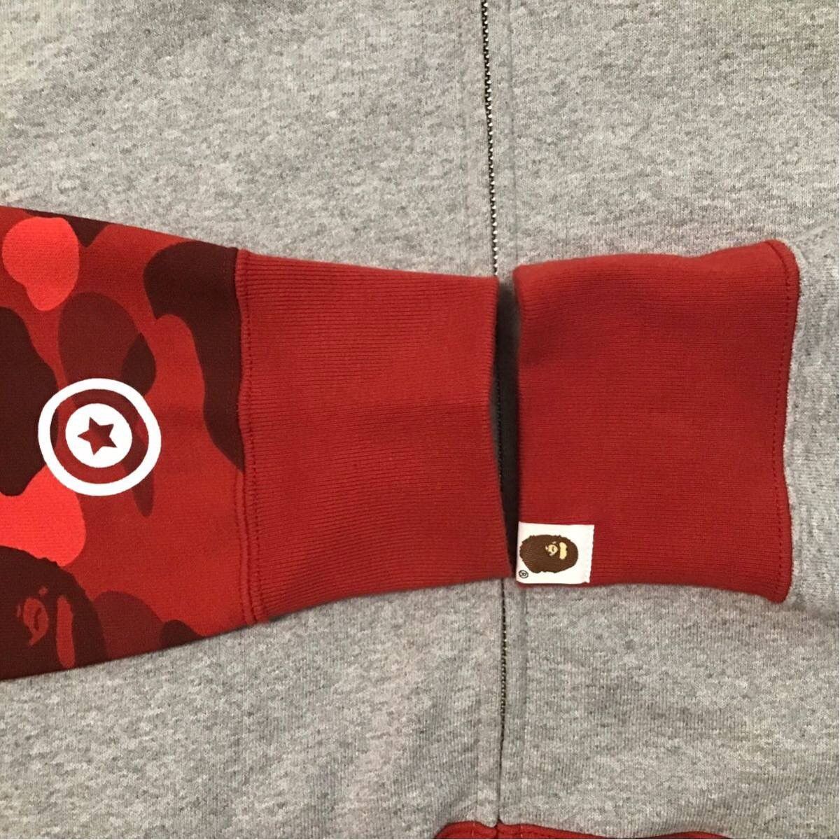 Bape BAPE Gray x Red camo shark full zip hoodie a bathing ape WGM Size US L / EU 52-54 / 3 - 6 Thumbnail