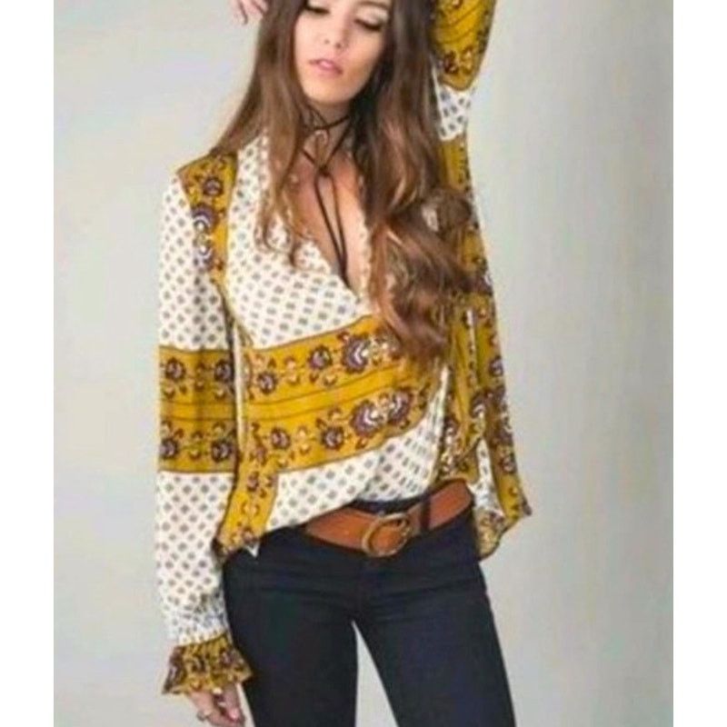 Free People Free People Bohemian Changing Times Printed Blouse Tea, sz M Size M / US 6-8 / IT 42-44 - 2 Thumbnail
