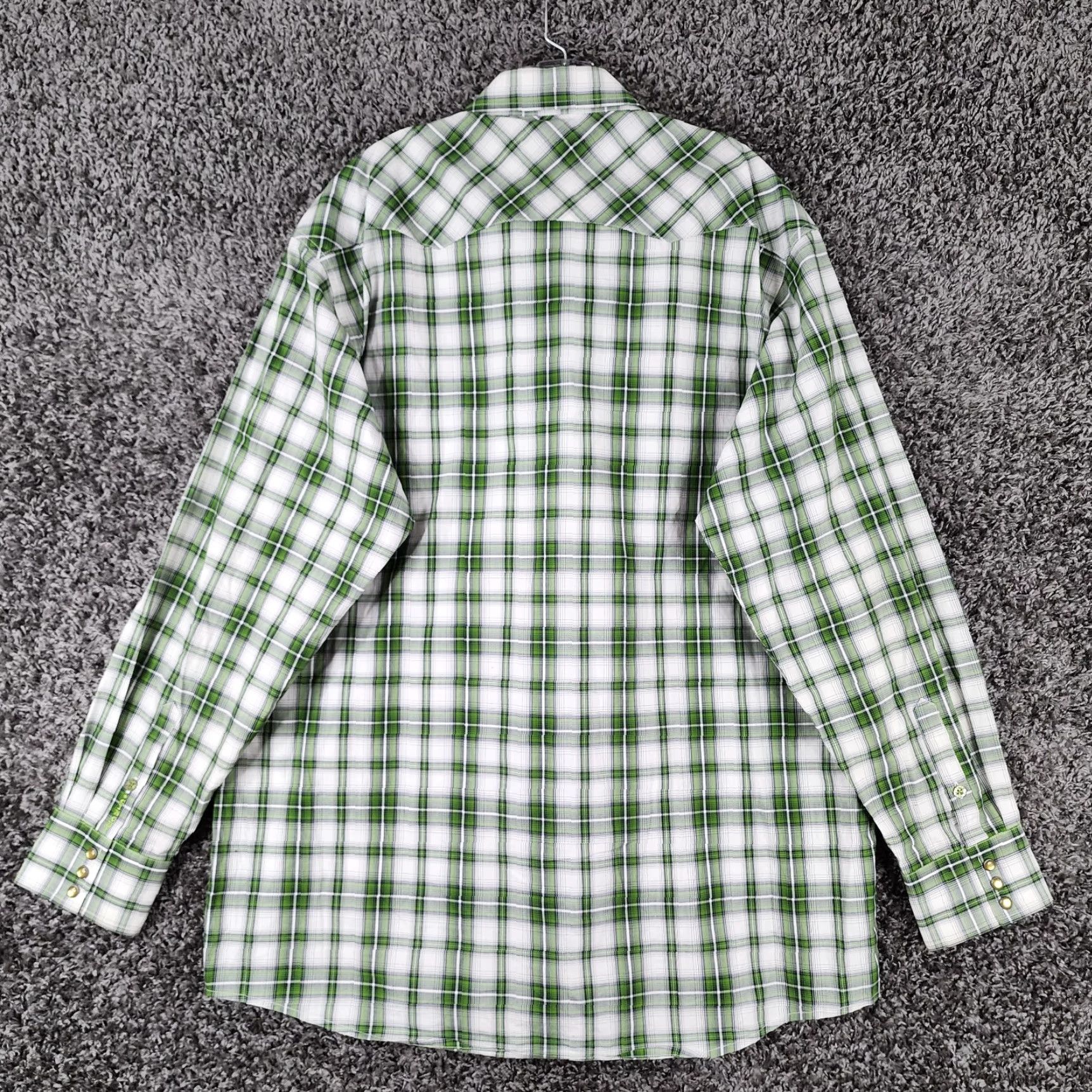 Vintage Cinch Plaid Button-Up Shirt Mens Long Sleeve Snap Closure Green White Size XL Size US XL / EU 56 / 4 - 5 Thumbnail