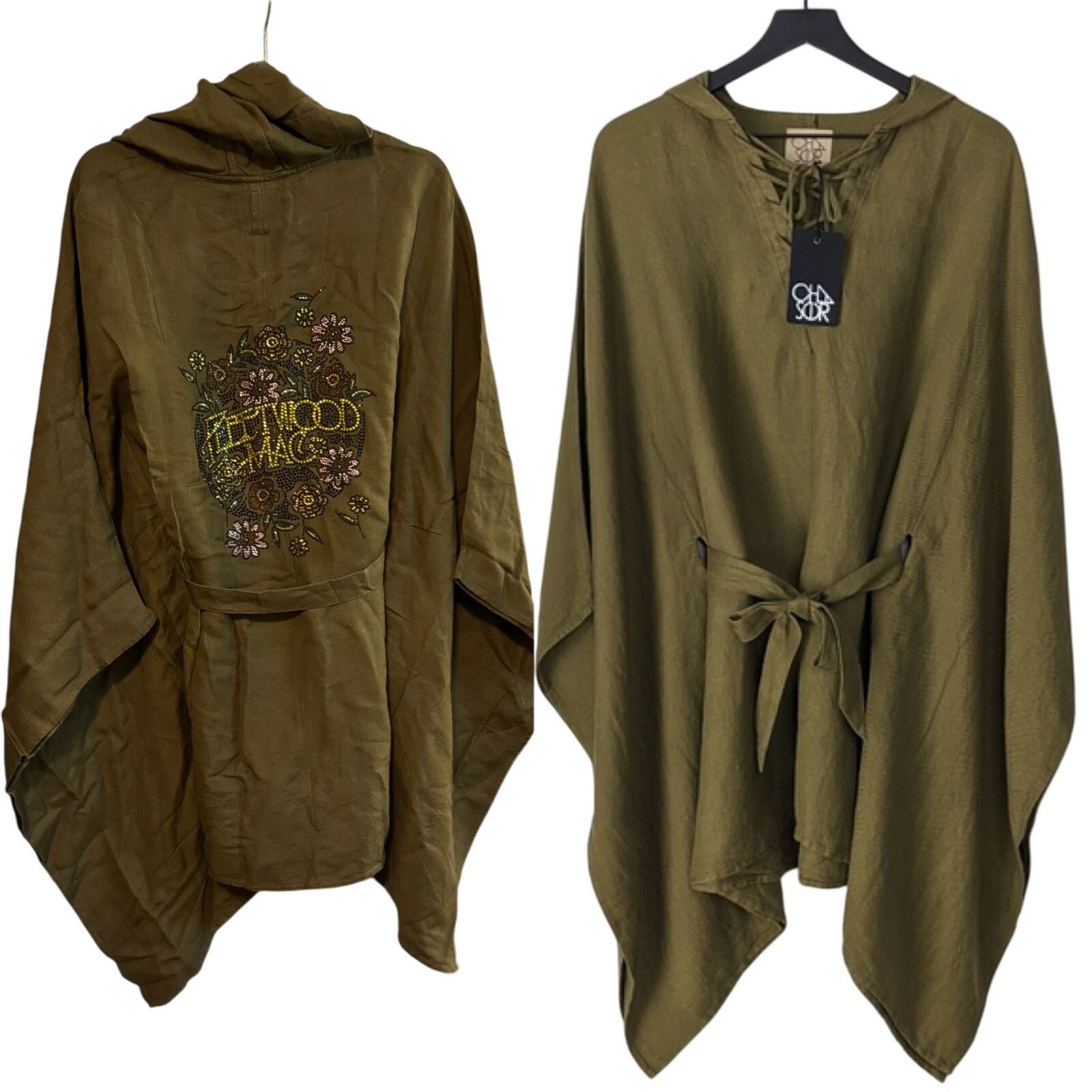 Other CHASER Fleetwood Mac Linen Lace Up Dolman Hooded Tunic Size S / US 4 / IT 40 - 1 Thumbnail