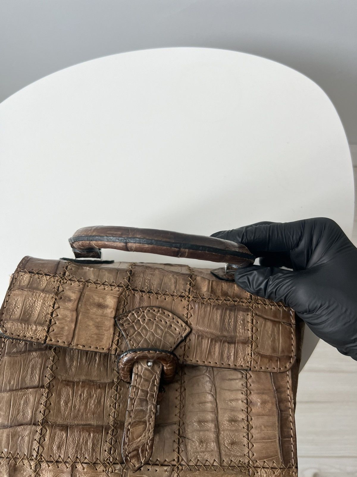 Vintage Vintage Women's Leather bag Crocodile Leather Made By Jaguar Size ONE SIZE - 10 Thumbnail