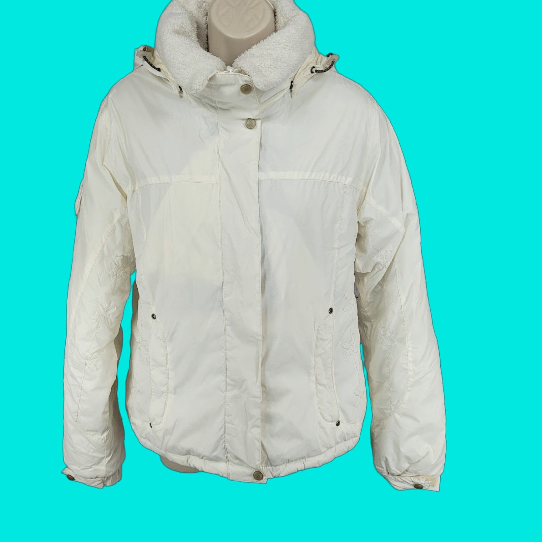 Vintage White Sierra Ivory Waterproof Breathable Hooded Insulated Zip Jacket M Size M / US 6-8 / IT 42-44 - 1 Thumbnail
