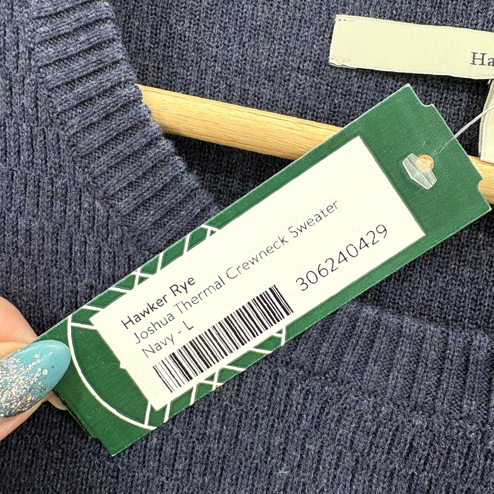 Vintage Hawker Rye Sweater Mens Large Navy Joshua Thermal Crewneck Waffle Knit Pullover Size US L / EU 52-54 / 3 - 5 Thumbnail