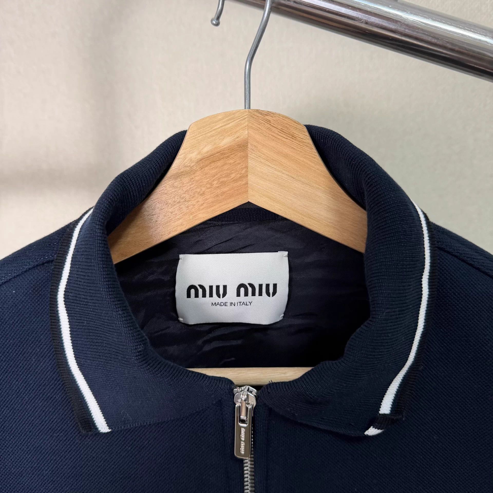 Miu Miu Miu Miu knit cotton logo fitted women's jacket Size S / US 4 / IT 40 - 2 Thumbnail