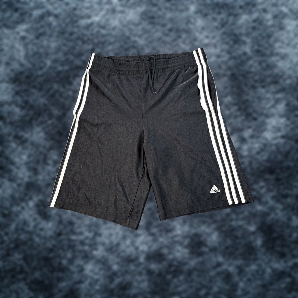 Adidas VINTAGE adidas Basketball Shorts Mens L Black Striped 90s Sports Athletic Baggy Y2K Shimmer Size US 33 - 1 Thumbnail