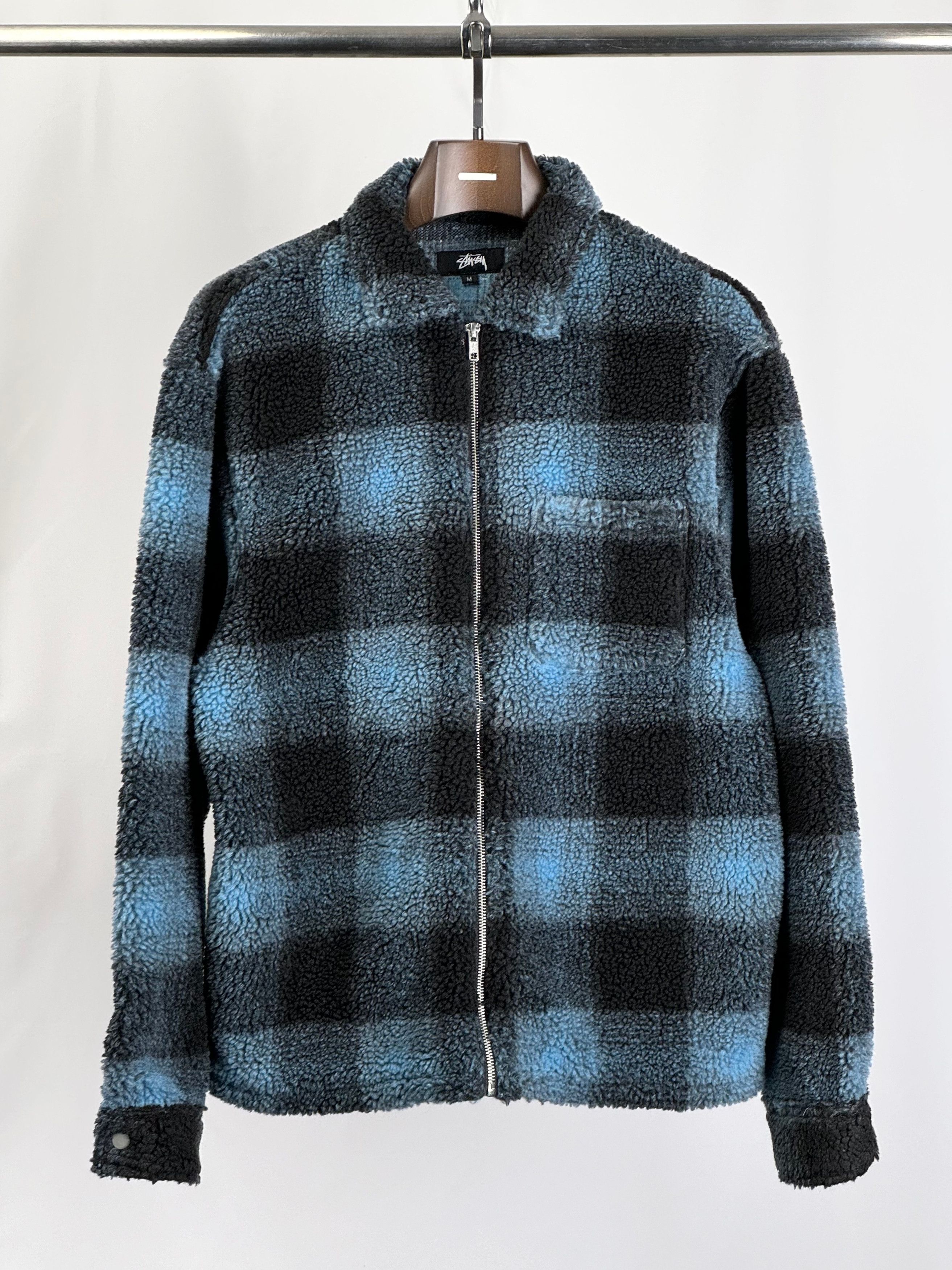 Stussy Shadow Plaid Sherpa Zip Shirt fleece | Grailed