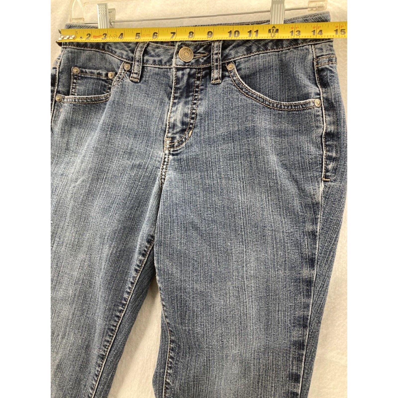 AG Jeans VINTAGE Jag Jeans Jeans Womens 6P Low Rise Straight Leg Studded blue denim 90s Womens Size 29" - 3 Thumbnail