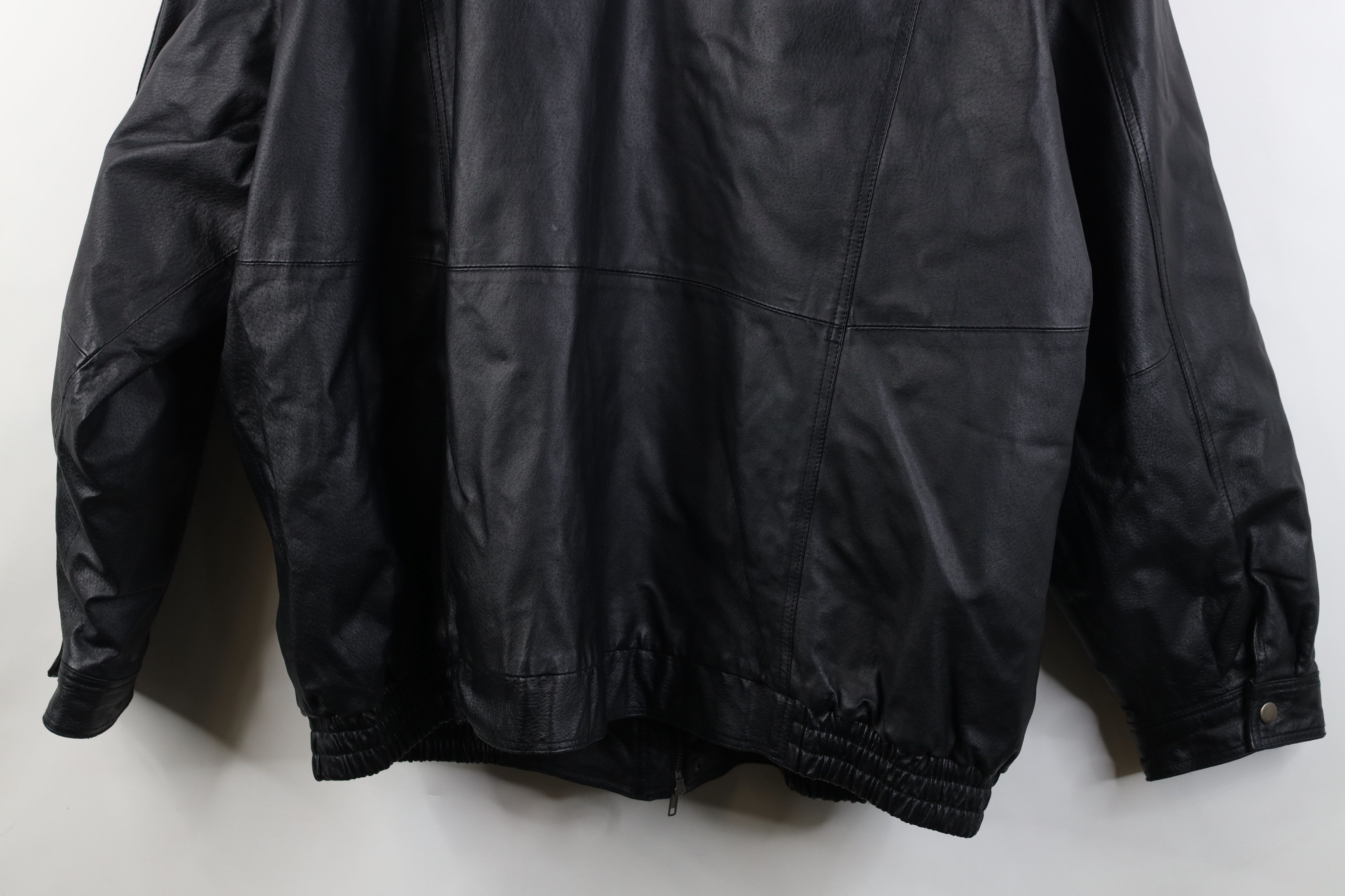 Vintage Vintage 90s Streetwear Leather Full Zip Bomber Jacket Black Size US XXL / EU 58 / 5 - 16 Thumbnail
