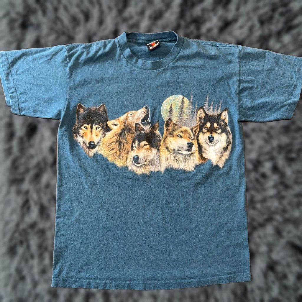 Habitat VTG Habitat Wolf Moon Trees Graphic Large T Shirt Nature Wolves Single Stitch Size US L / EU 52-54 / 3 - 1 Thumbnail