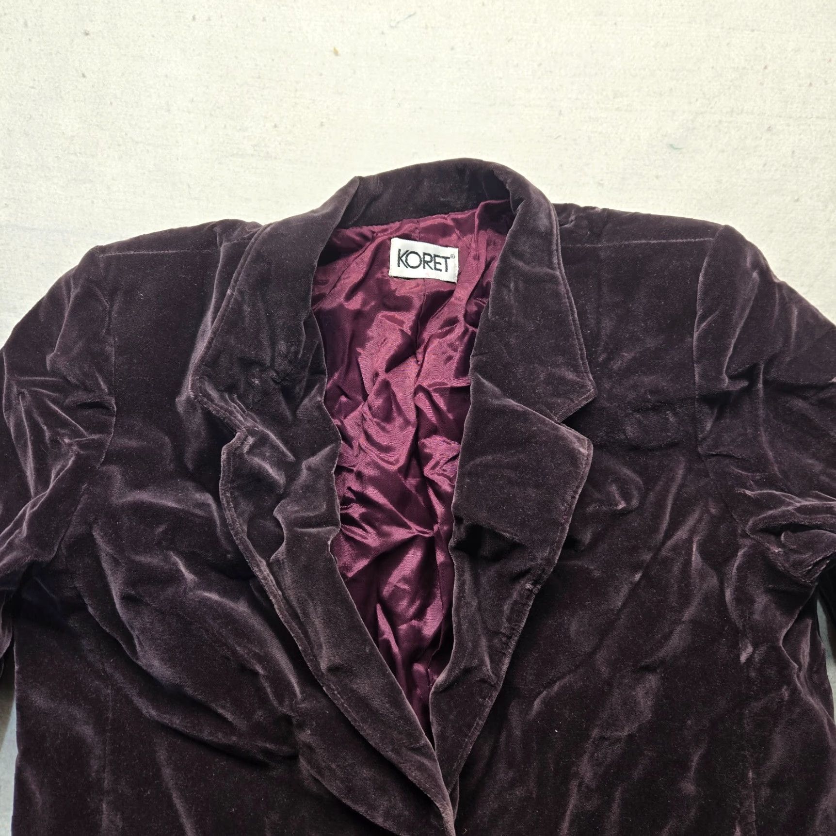 Vintage Koret Of California Jacket Burgundy Velvet Womens Blazer with Pockets Vintage M Size M / US 6-8 / IT 42-44 - 2 Thumbnail