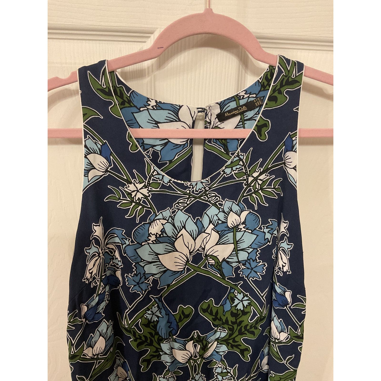 Massimo Dutti Massimo Dutti Navy Blue Botanical Floral Scoop Neck Dress, 4 Size S / US 4 / IT 40 - 7 Thumbnail