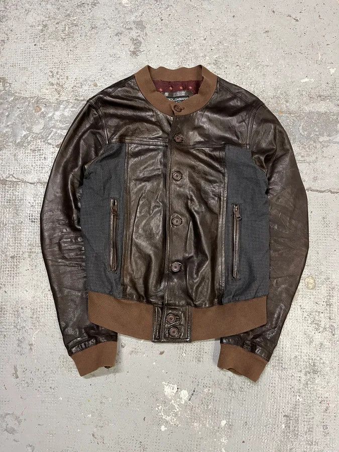 Dolce & Gabbana 2000s Dolce & Gabbana Black Leather Buttoned Bomber Jacket Size XS / US 0-2 / IT 36-38 - 1 Thumbnail