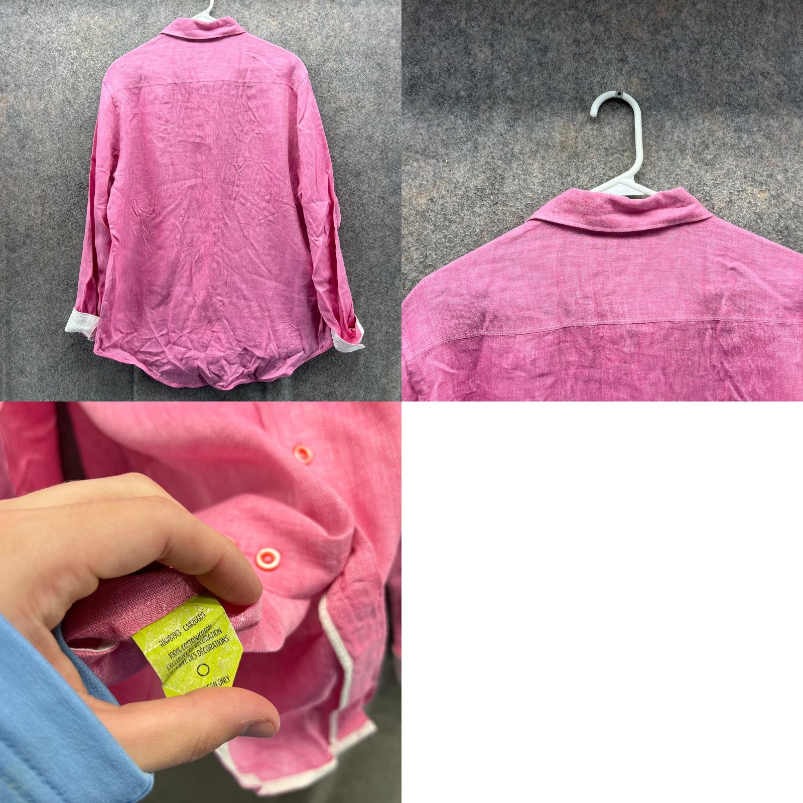Robert Graham Robert Graham Shirt Mens Medium Pink Button Down Classic Roll Up Cuff Cotton Size US M / EU 48-50 / 2 - 8 Thumbnail