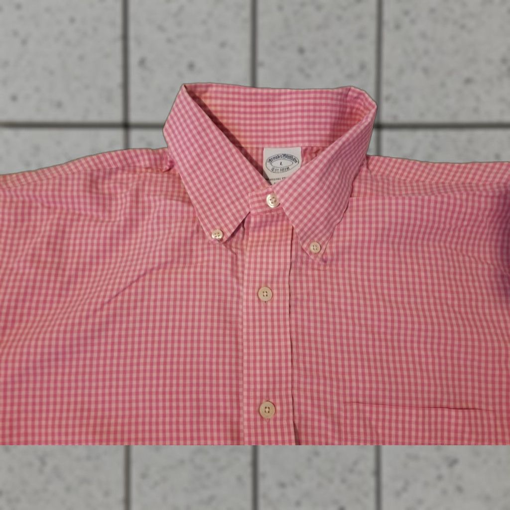 Brooks Brothers Mens Brooks Brothers Dress Shirt L Large Pink Button Cotton Size 42R - 1 Thumbnail