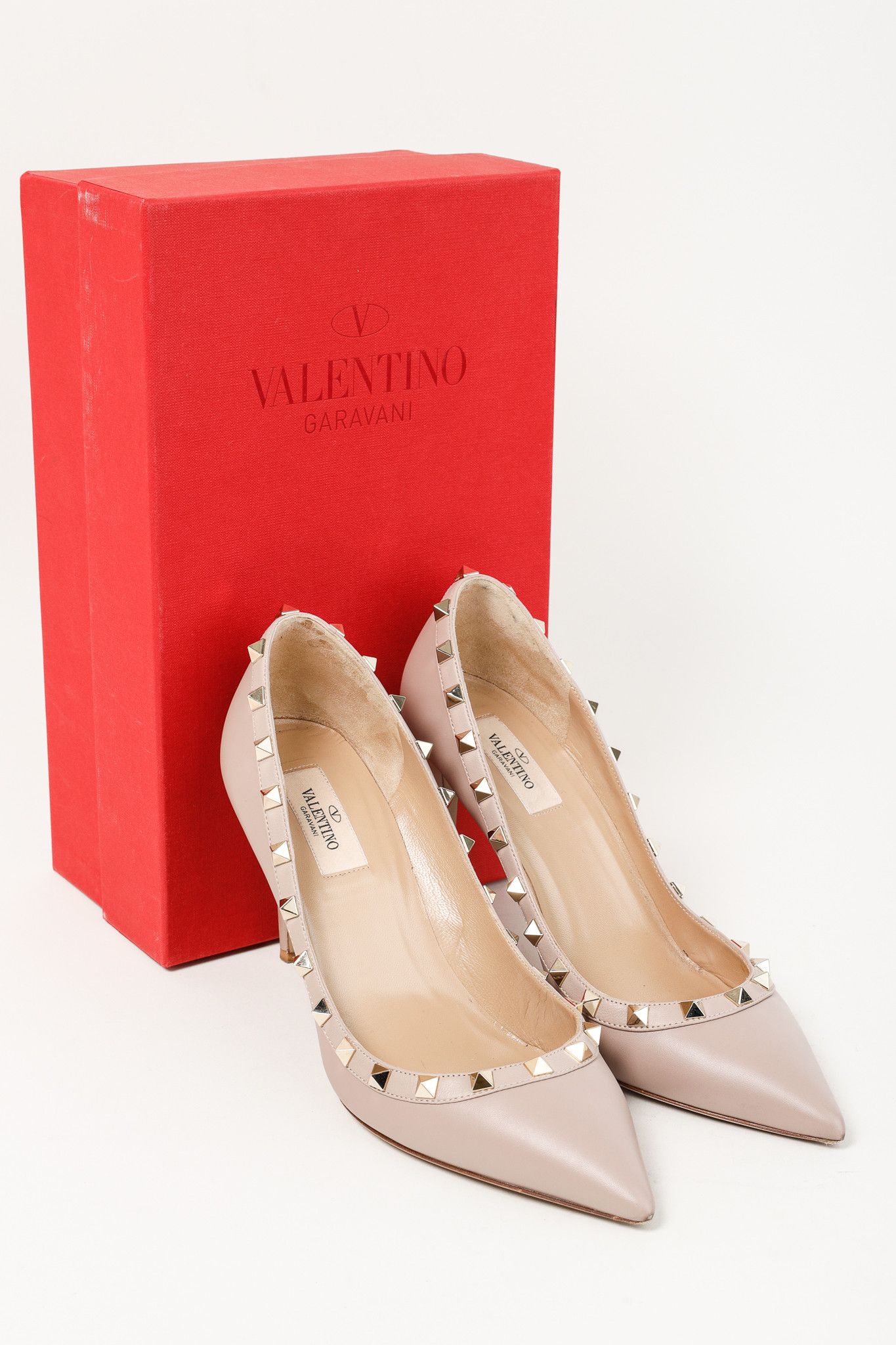 Valentino Valentino Garavani Poudre Leather Rockstud Pumps Size US 9 / IT 39 - 2 Thumbnail