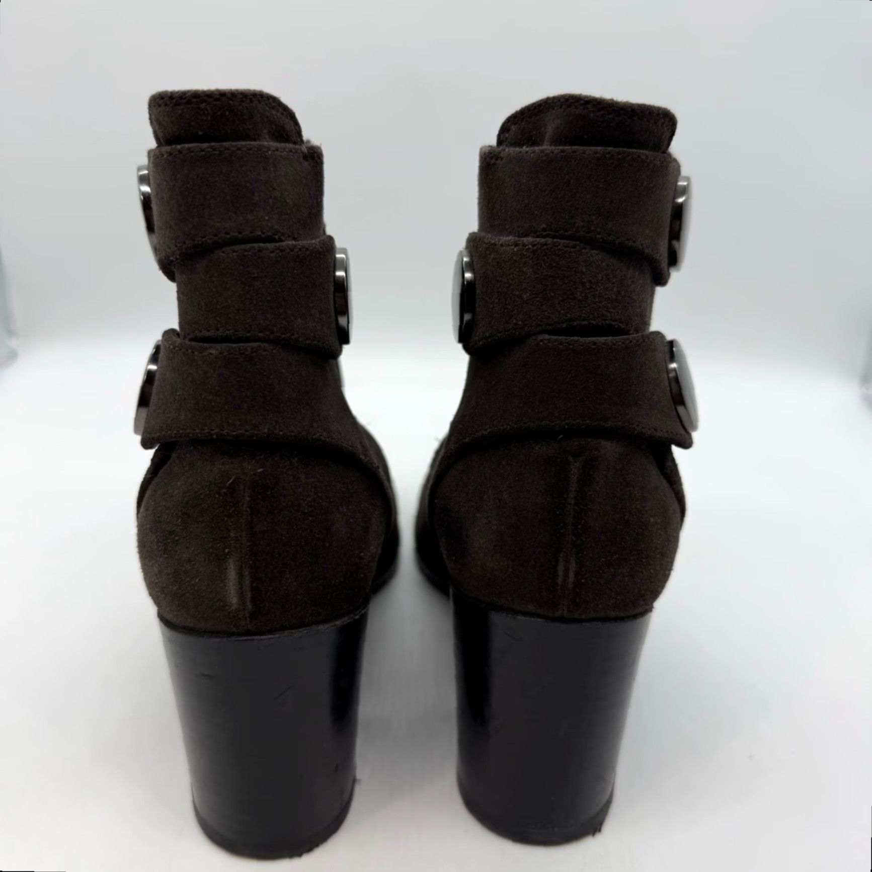 Vintage Alberto Fermani Womens Suede Ankle Boots Sz 39 9 Brown/Gray Zipper Bootie Leather Sole Boots Size US 9 / IT 39 - 5 Thumbnail