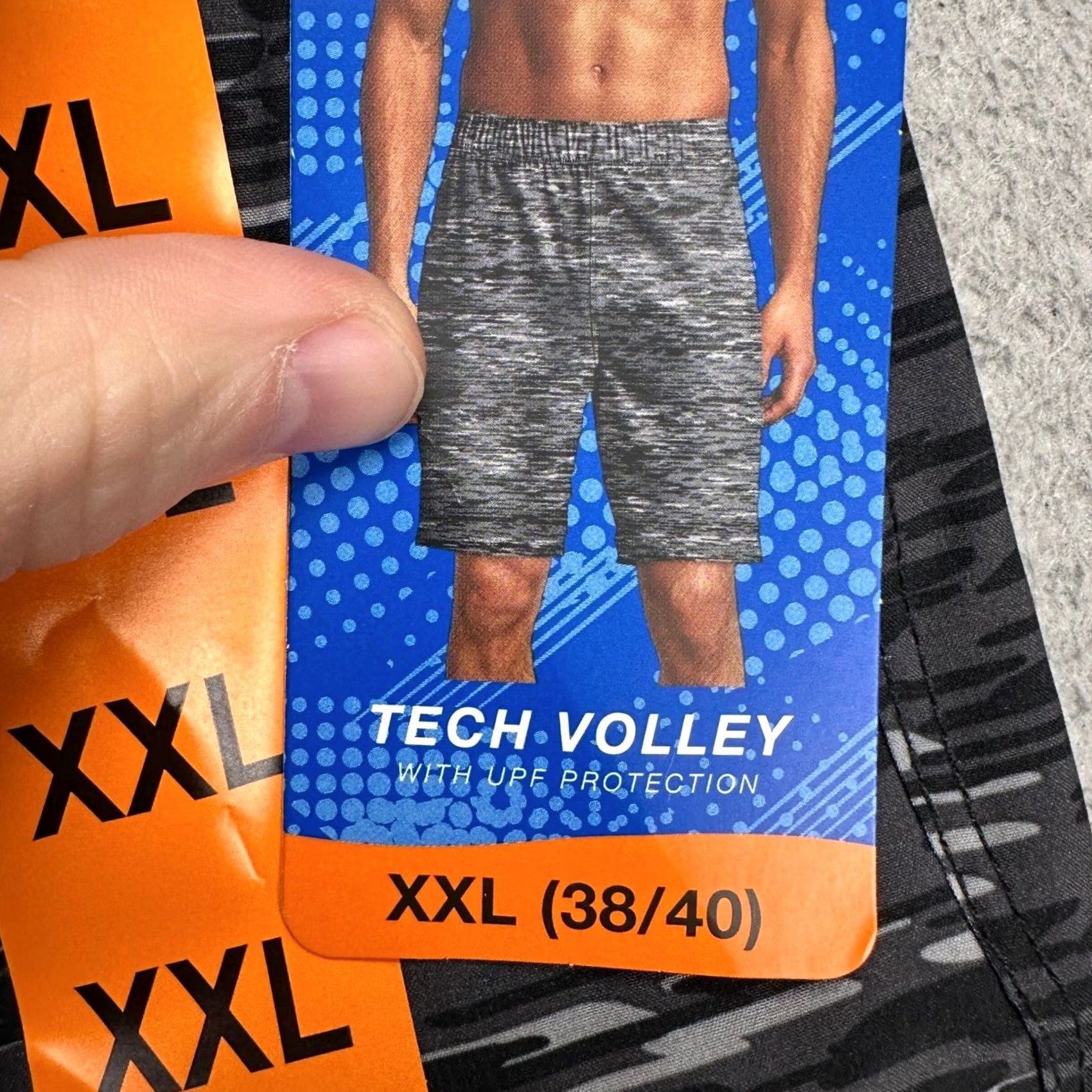 Speedo Speedo Tech Volley Mens Athletic Shorts 2XL Black Grey Geometric Drawstring NEW Size US 39 - 2 Thumbnail