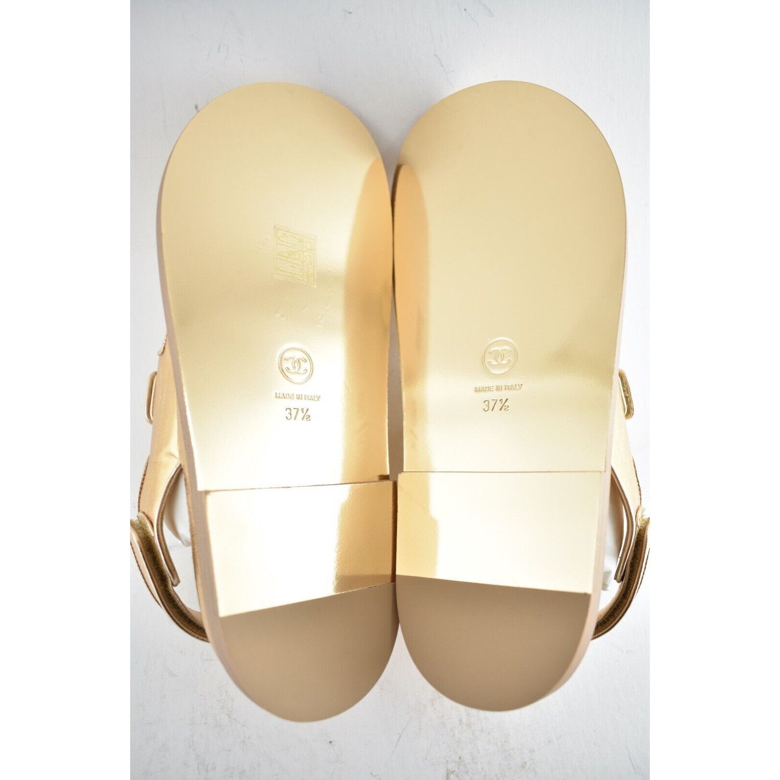 Chanel Chanel 22C Golden Gold Laminated CC Logo Mule Slide Strap Size US 7.5 / IT 37.5 - 12 Thumbnail