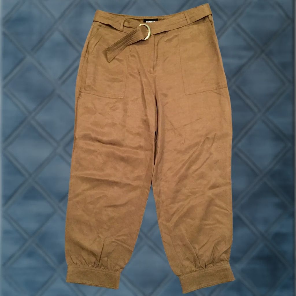 Express Express Pants Womens Brown Ankle High Rise Baggy Size 12 Size 34" / US 12 / IT 48 - 1 Thumbnail