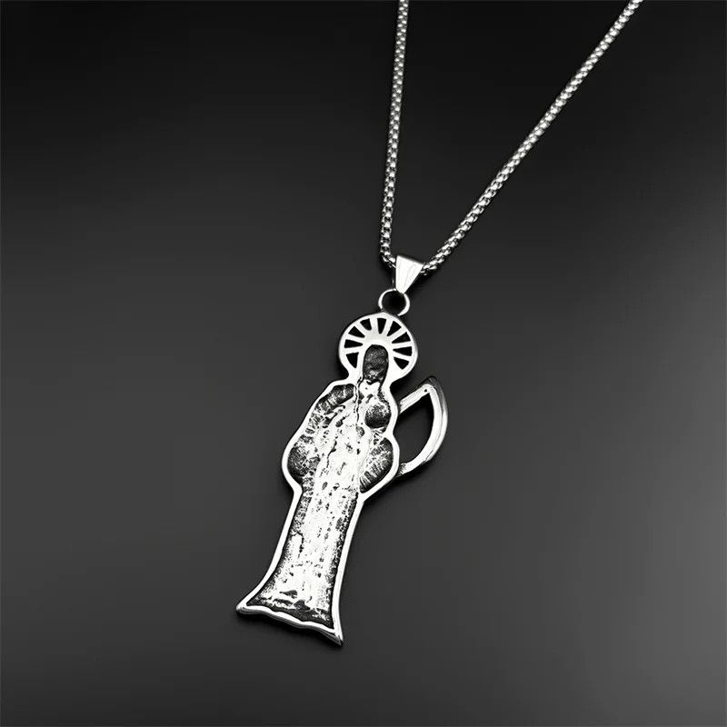 Jewelry Death Santa Muerte Grim Reaper Pendant Charms Necklace Size ONE SIZE - 2 Thumbnail