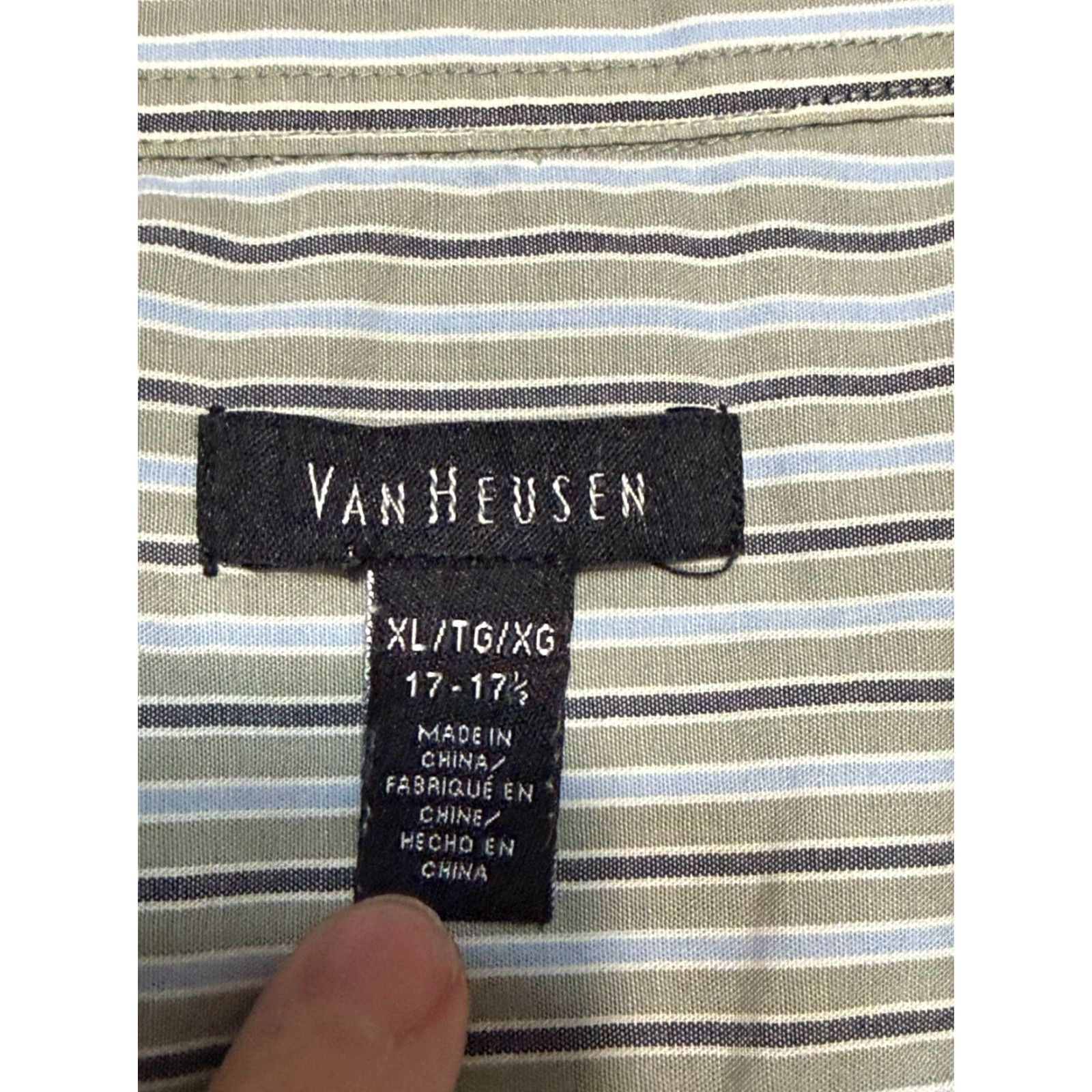 Van Heusen Van Heusen Shirt Mens XL Striped Button Up Blue Green Grey 17-17.5 Size US XL / EU 56 / 4 - 6 Thumbnail