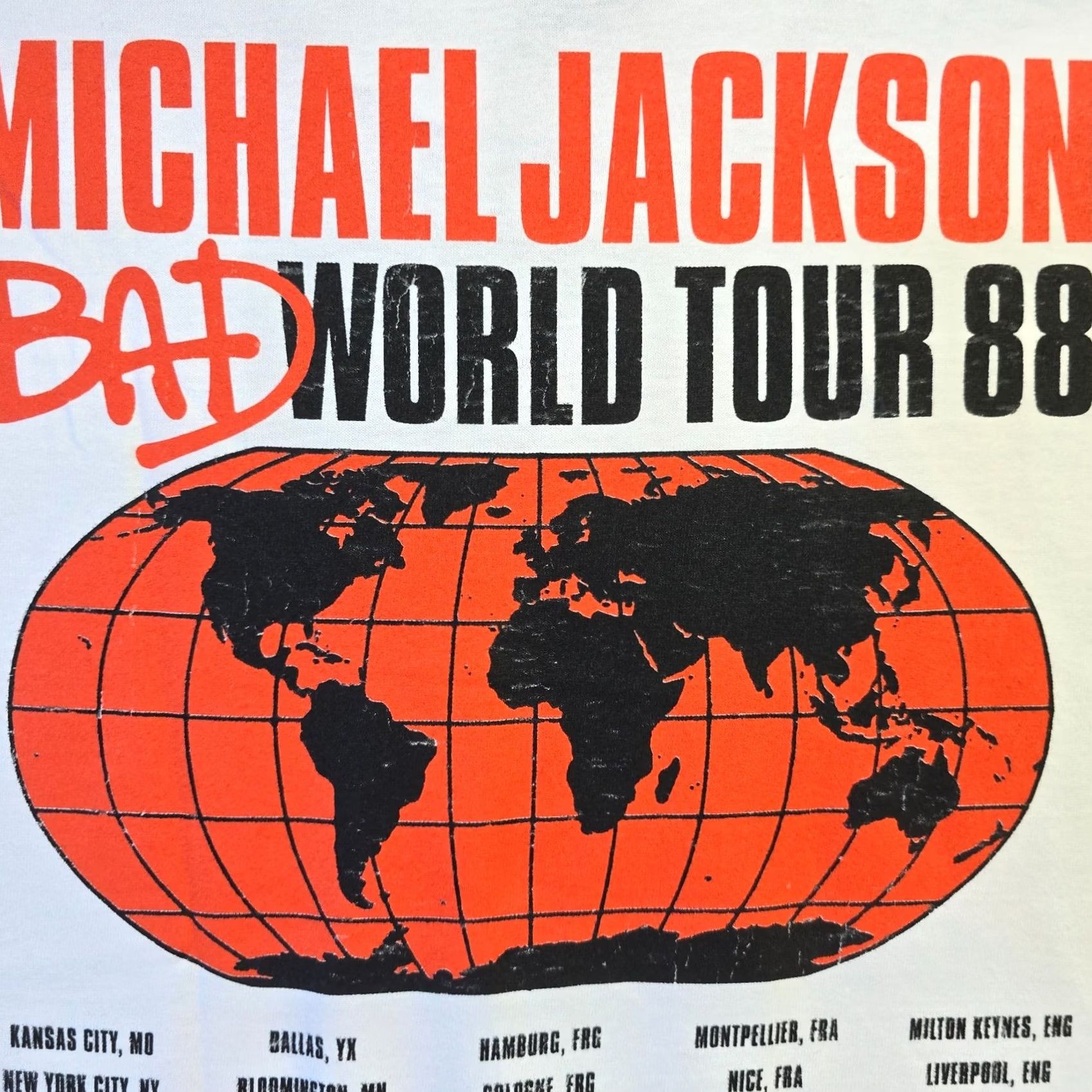 Michael Jackson Shirt Mens 2XL 2XL Bad World Tour White Music Distressed 80s, Men's (Size Xxl) — image 5 of 6