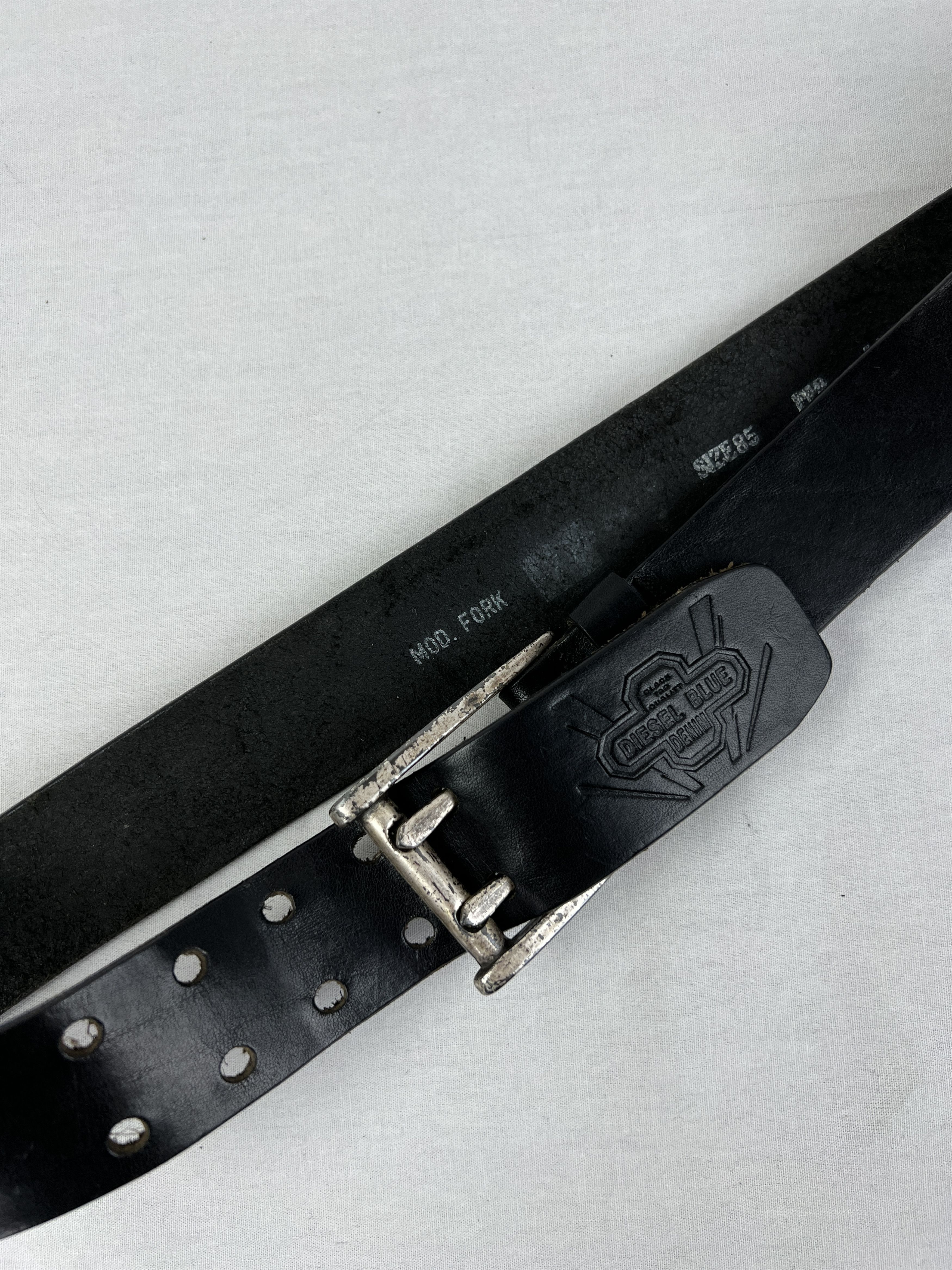 Diesel Vintage y2k Diesel Fork Buckle Cowboy Black Leather Belt Size ONE SIZE - 4 Thumbnail