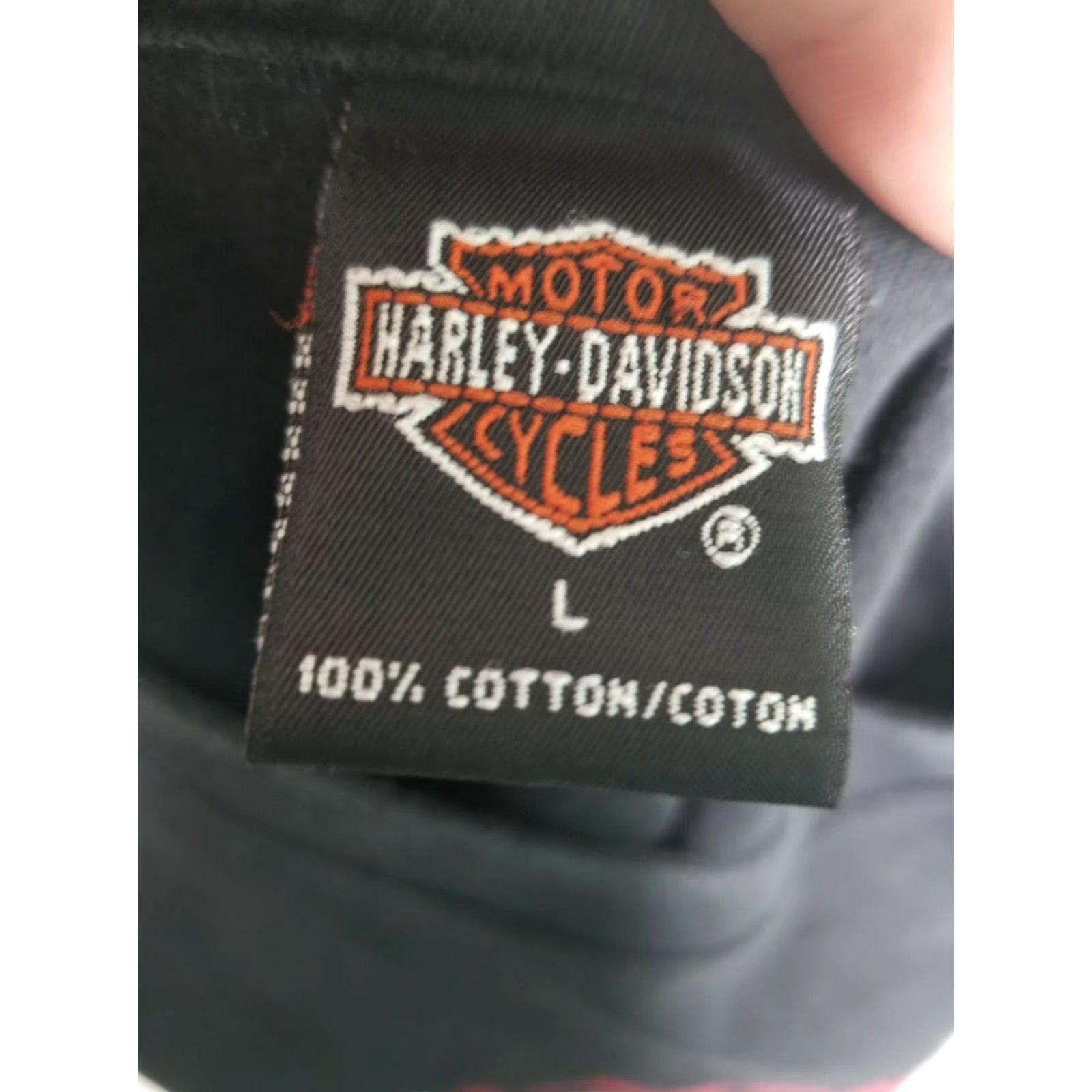 Harley Davidson VINTAGE Harley-Davidson T-Shirt Main Point: American Eagle Flag Patriotic Shirt Adult Large Black Short Sleeve Crew Neck Cotton 90s Theme Mens Size US L / EU 52-54 / 3 - 4 Thumbnail