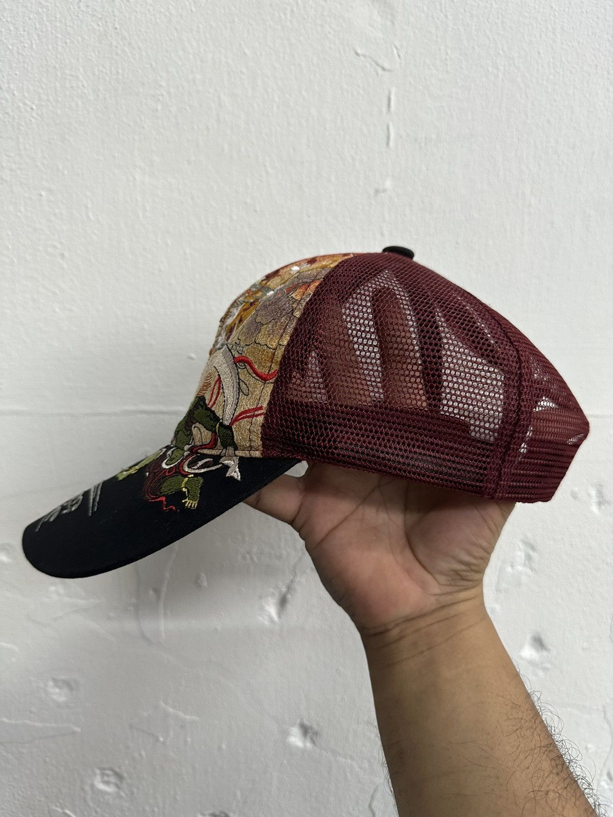 Japanese Brand VTG KEN ONISHI Embroid Ripped Trucker Hat Size ONE SIZE - 4 Thumbnail