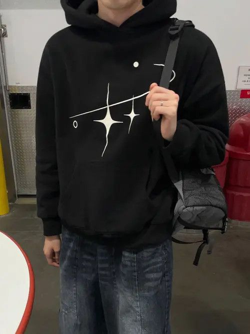 VIBE y2k Stars Graphic Print Pullover Hoodie Size US M / EU 48-50 / 2 - 2 Thumbnail