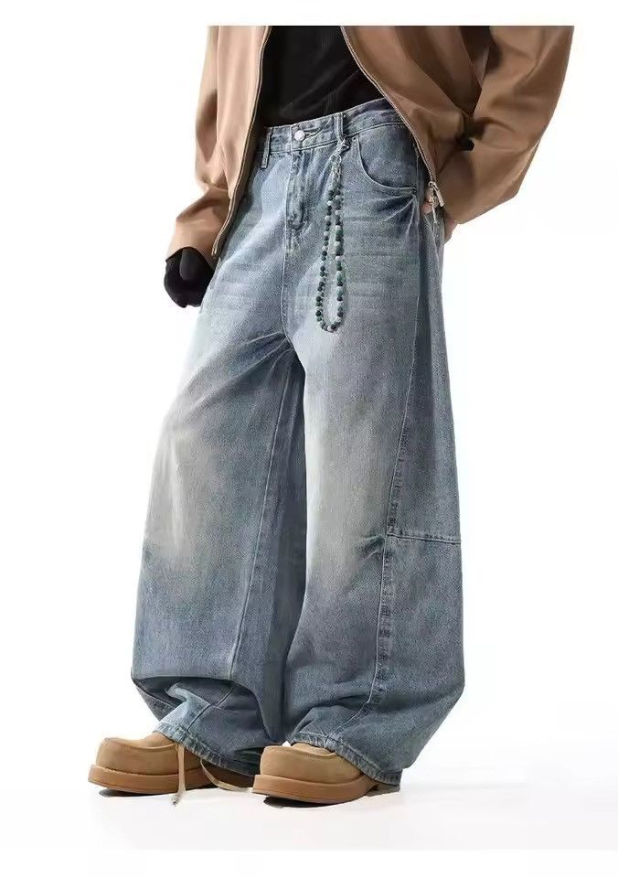 Jean Streetwear Wide Leg Baggy Patchwork Outdoor Jeans Size US 28 / EU 44 - 4 Thumbnail