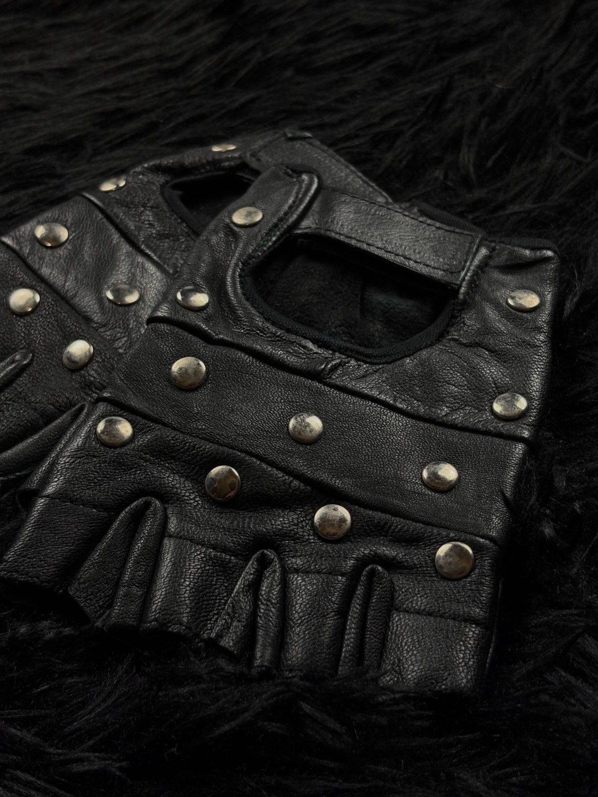 Other ERD Style Biker Cropped Real Leather Gloves Size ONE SIZE - 4 Thumbnail