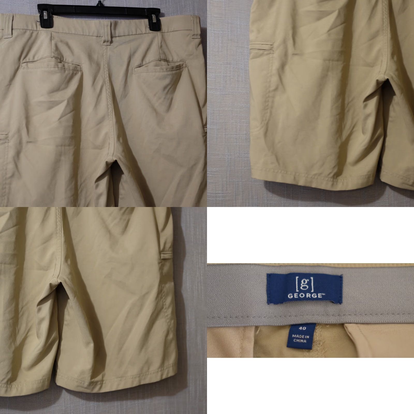 George George Cargo Shorts Beige Zip Pockets Stretch Mens 40 #HA-32 Size US 40 / EU 56 - 8 Thumbnail