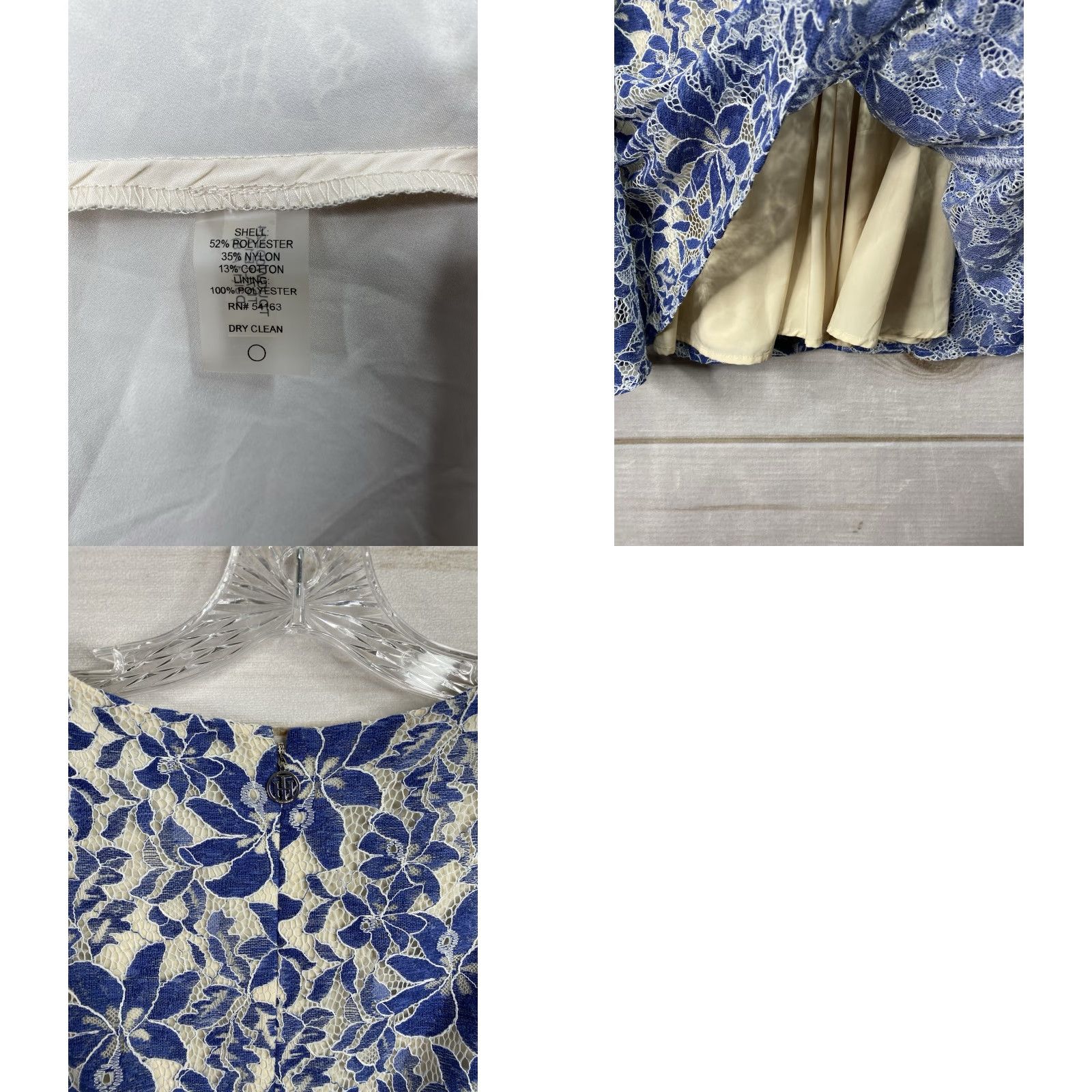 Tommy Hilfiger TOMMY HILFIGER Dress Sz 12 Blue White Embroidered Sleeveless Lined Zip Up Boho Shirt Dress Womens 90s Floral Casual Knee Length Size XL / US 12-14 / IT 48-50 - 8 Thumbnail
