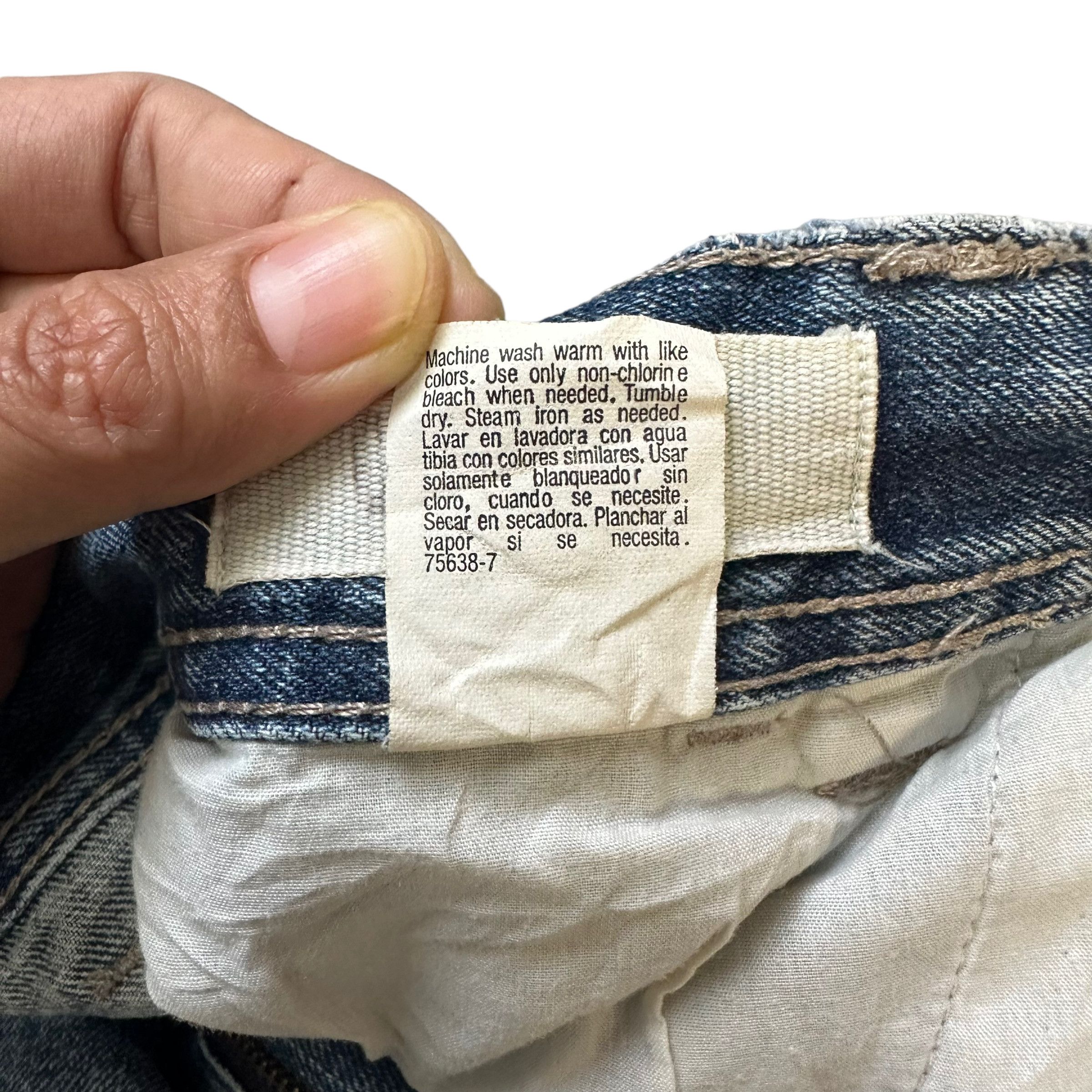 Vintage TRASHED🔥 CARPENTER LIGHT WASH DENIM PANTS #7456-147 Size US 33 - 15 Thumbnail