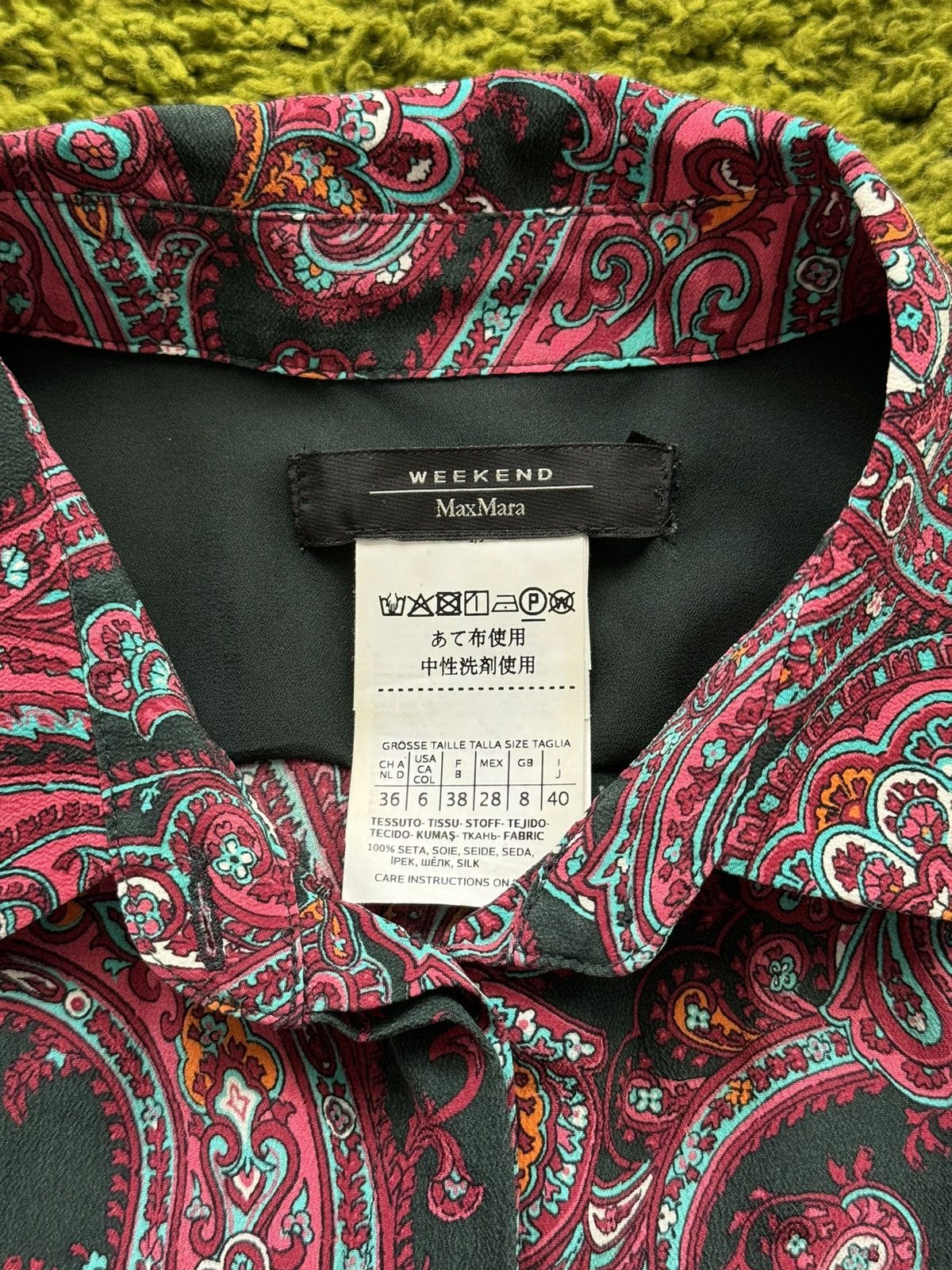 Max Mara × Weekend Max Mara Max Mara Weekend 100% silk graphic shirt blouse Size M / US 6-8 / IT 42-44 - 3 Thumbnail