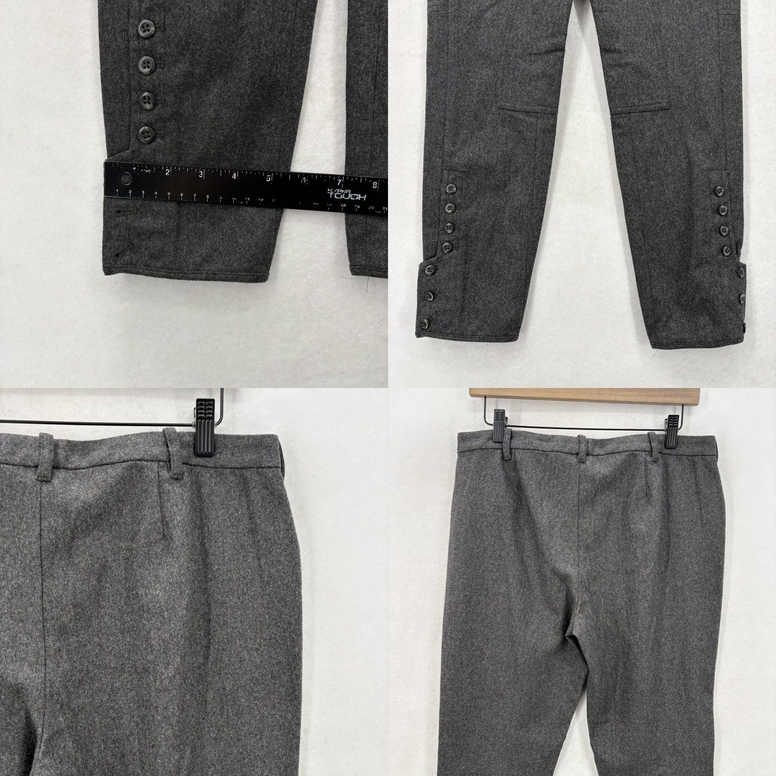 Ralph Lauren Ralph Lauren Wool Flannel Ankle Pants Womens 10 Gray Slim Tapered Button Hem NWT Size 32" / US 10 / IT 46 - 9 Thumbnail